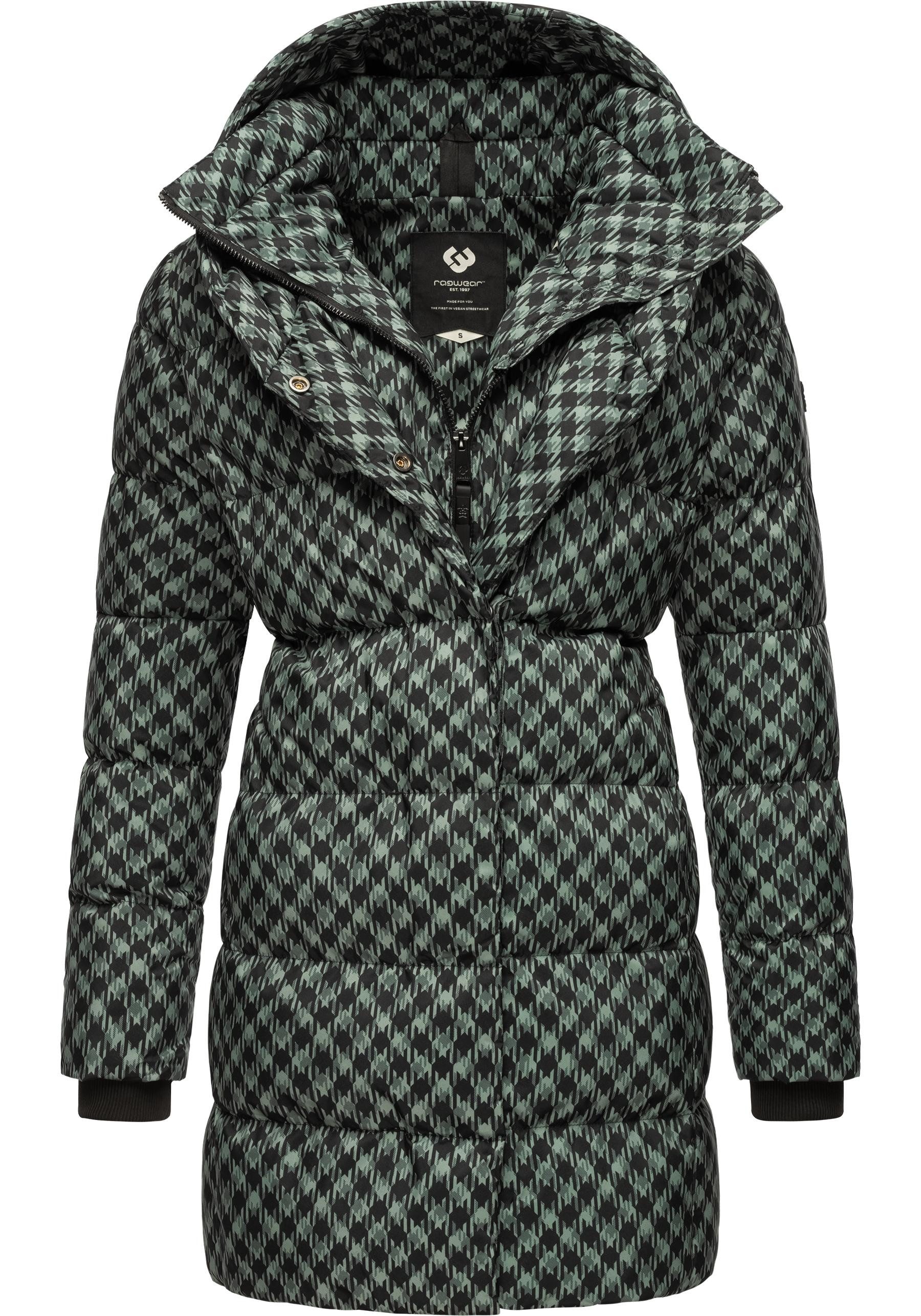Ragwear Steppmantel Niara Print wasserdichter Mantel mit angesagtem Hahnentritt Muster