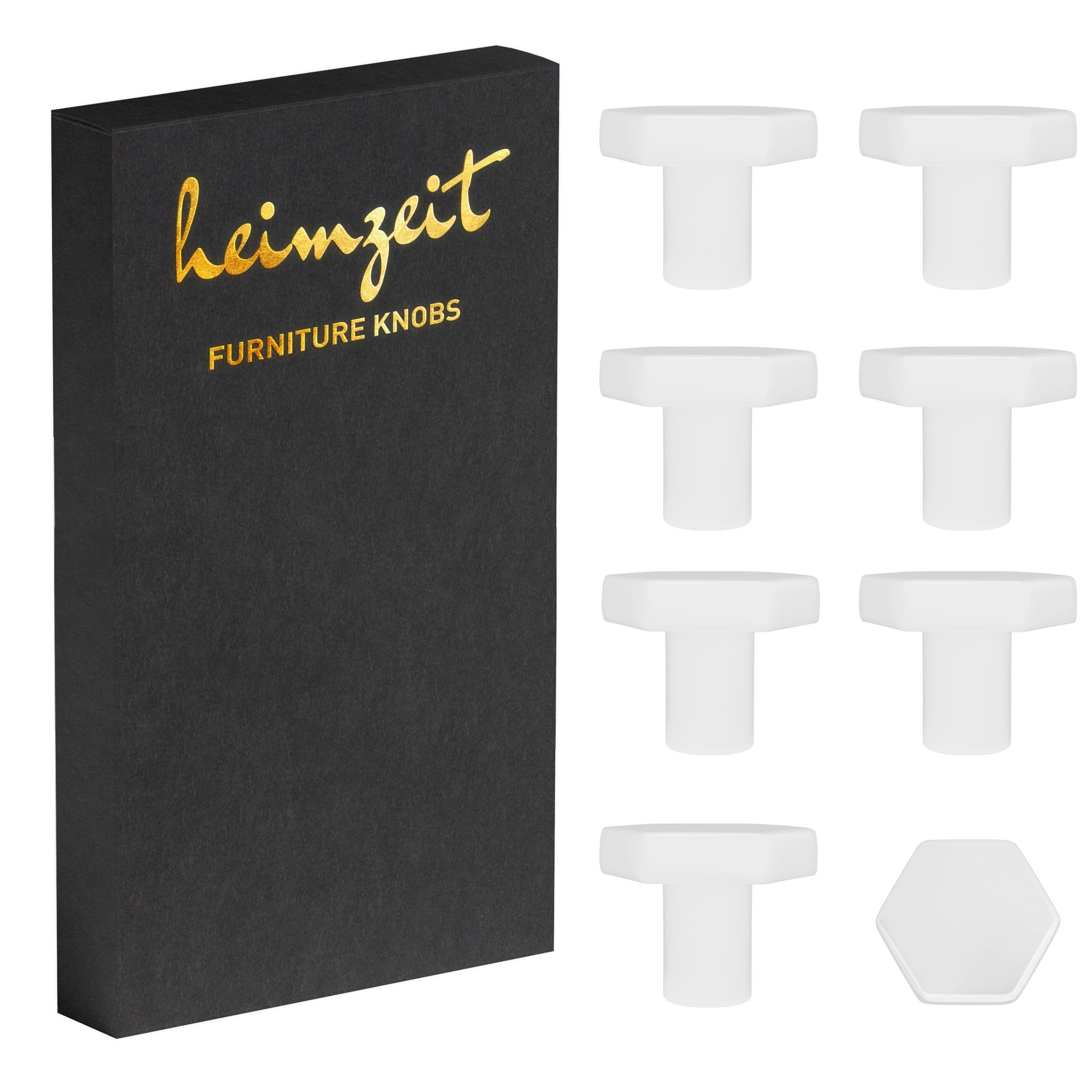 heimzeit Möbelgriff heimzeit Möbelknöpfe Hex - 8 Stück (Set), für Schubladen, Türen und Kommoden, inkl. Schraube