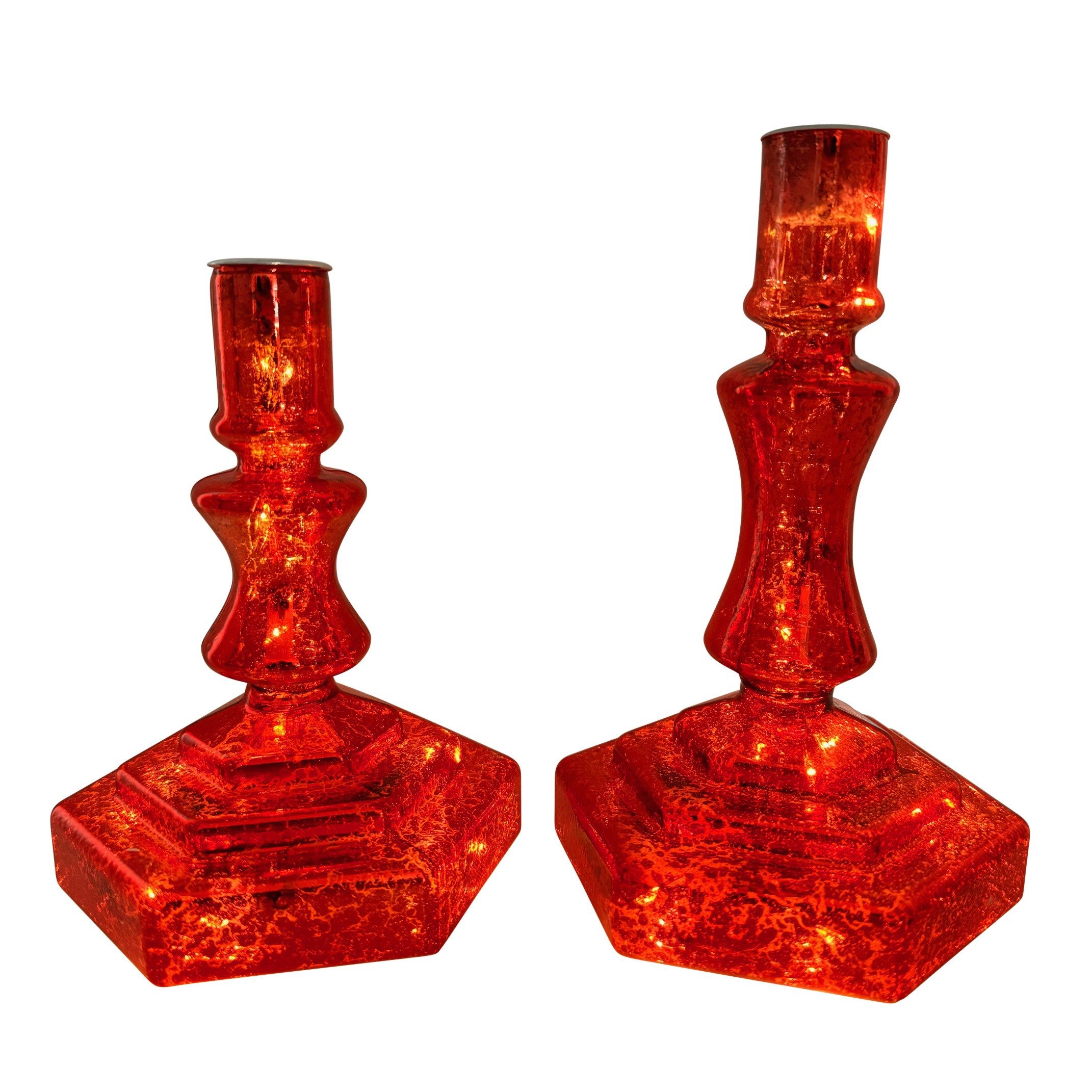 Online-Fuchs Kerzenständer aus Glas für Stabkerzen - 2er Set mit LED-Beleuc günstig online kaufen