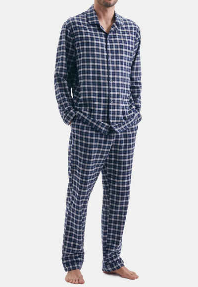 seidensticker Pyjama »Flanell« (Set, 2 tlg) Pyjama Langarm - Baumwolle - Schlafanzug mit Knopleiste, Weicher und wärmender Flanell, Shirt mit Brusttasche