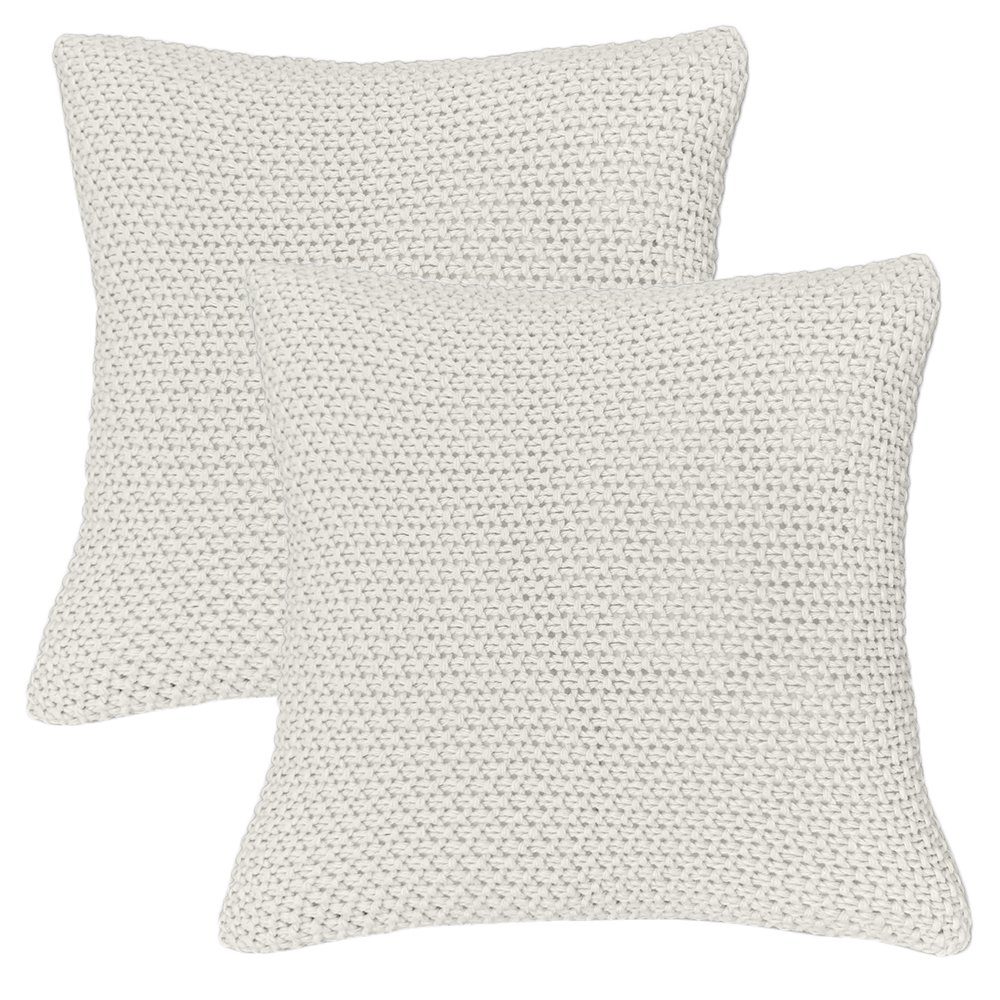 wometo Kissenhülle Strick mit Reißverschluss, 45x45 cm, (2 Stück), OEKO-TEX®, 2 Kissenbezüge, edles & schlichtes Strickmuster