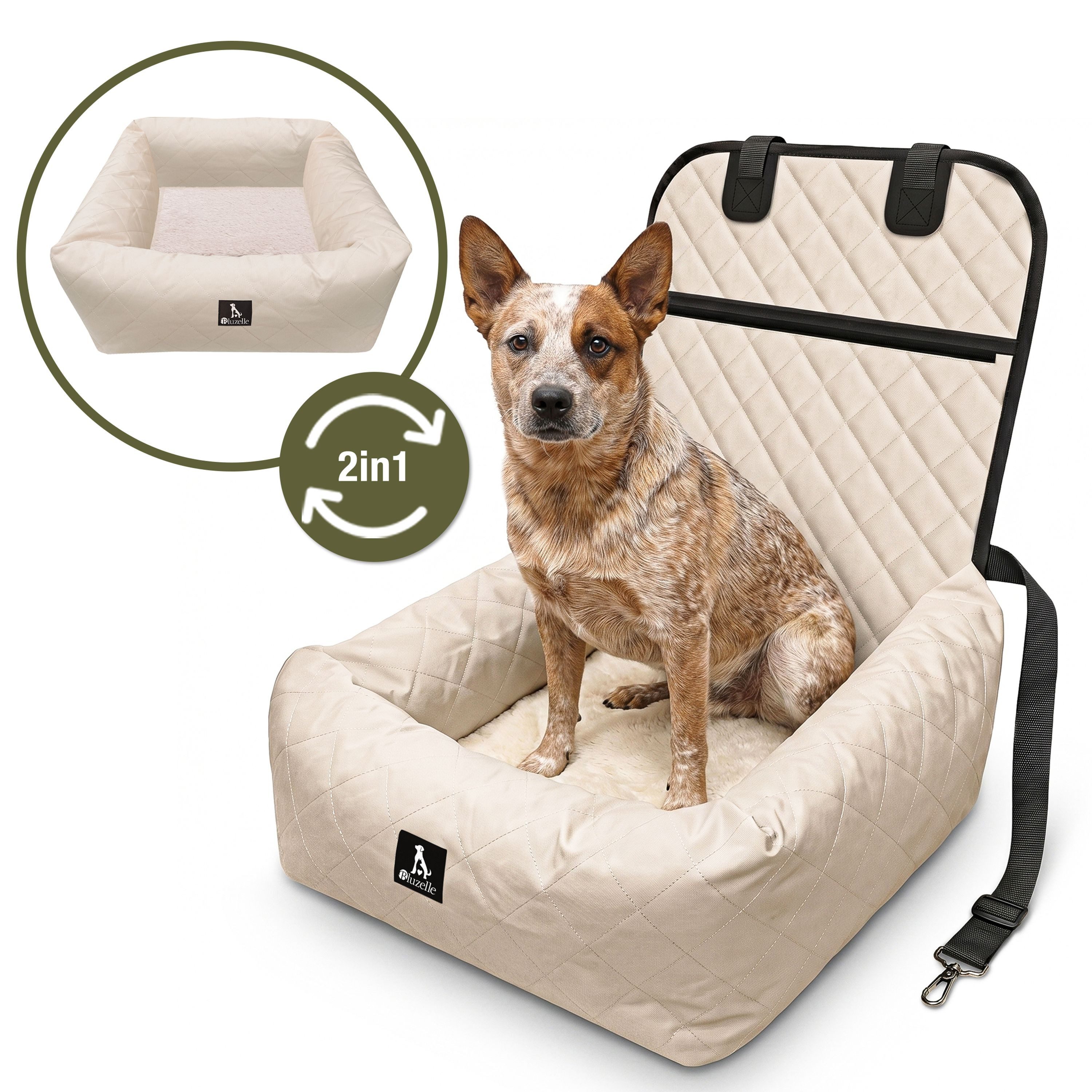 Bluzelle Hunde-Autositz Premium Hunde Autositz, 2-in-1 Hundebett, Haustier Auto Transport-Sitz, Wasserfester Oxford Stoff, Reise Hundesitz für Kleine & Mittlere Hunde / Waschbar Rutschfest