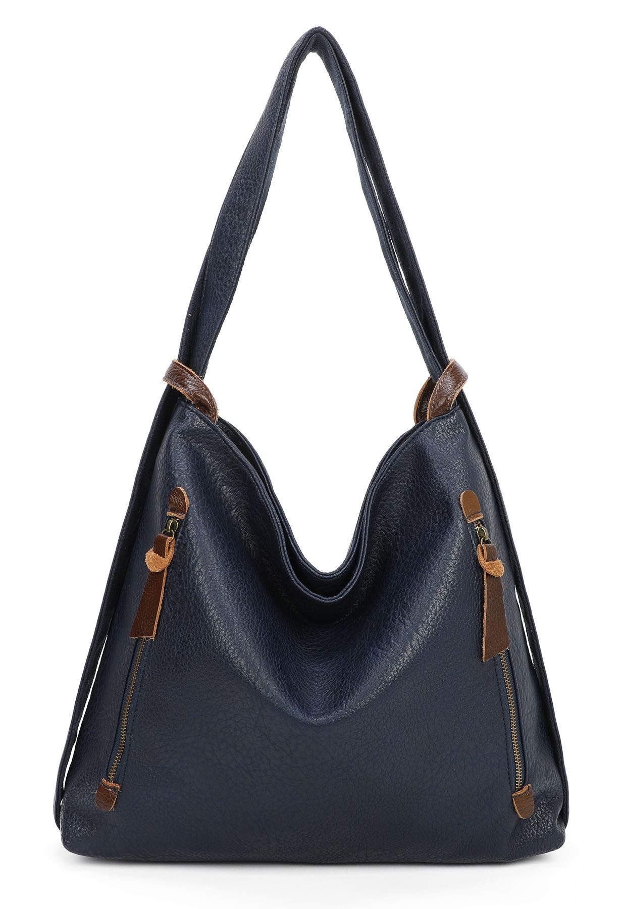 ITALYSHOP24 Schultertasche Damen Rucksack Handtasche Schultertasche, leichtgewicht Shopper, als Umhängetasche tragbar