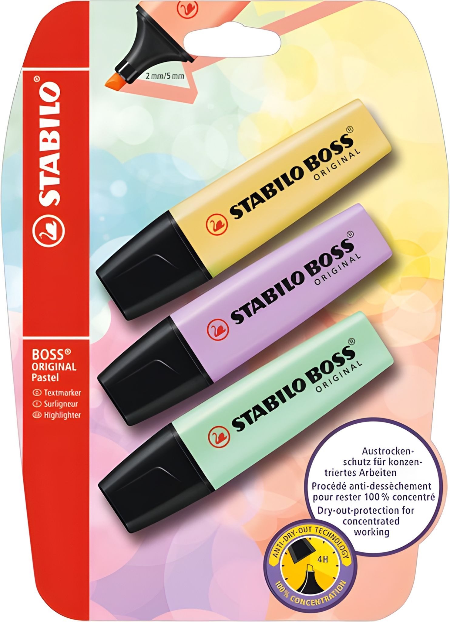 STABILO Marker STABILO BOSS ORIGINAL Pastel 3er Blister pudriges Gelb Schimmer von