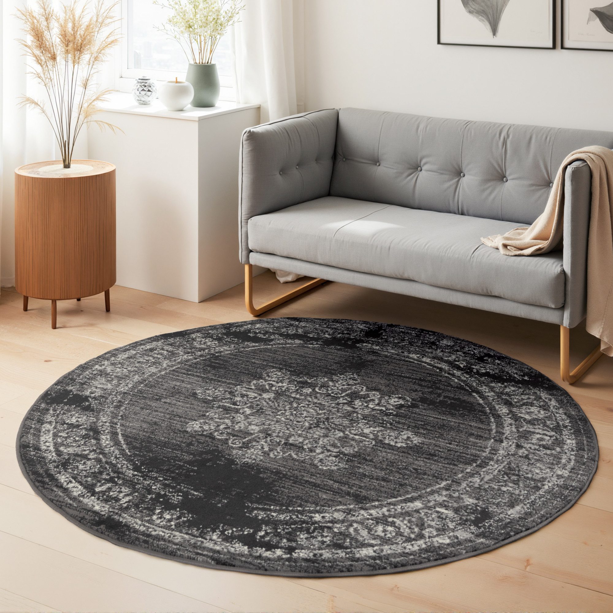 HANSE Home Teppich Lydia, rund, Höhe: 9 mm, Wohnzimmer, Schlafzimmer, Flur, Kurzflor, orientalisch, Vintage, weich