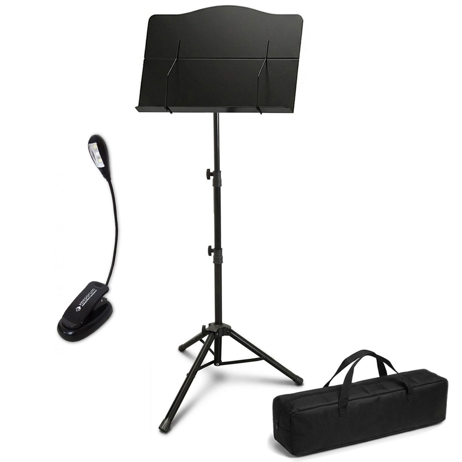 keepdrum Notenpult keepdrum Notenpult MUS024 Notenständer klappbar mit LED-Leuchte, (zusammenklappbar, 1-tlg., Notenpult), Vorteils-Set mit LED-Leuchte