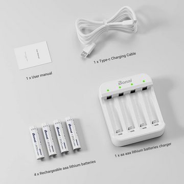 Daskoo 1.5V AAA Batterien 1200mWh Wiederaufladbare Lithium Akku Ladegerät Akku-Ladestation