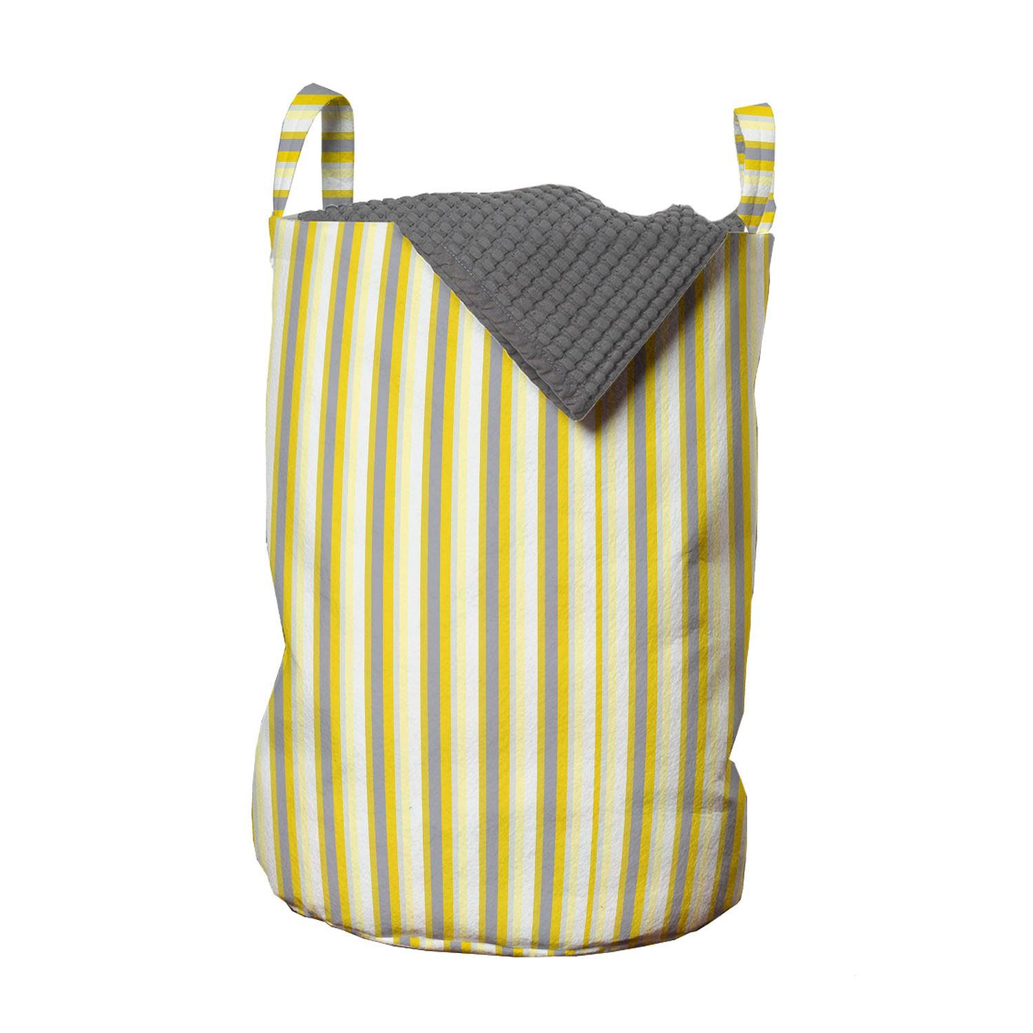 Abakuhaus Wäschesäckchen Wäschekorb mit Griffen Kordelzugverschluss für Waschsalons, Gelb Streifen in den weichen Farben