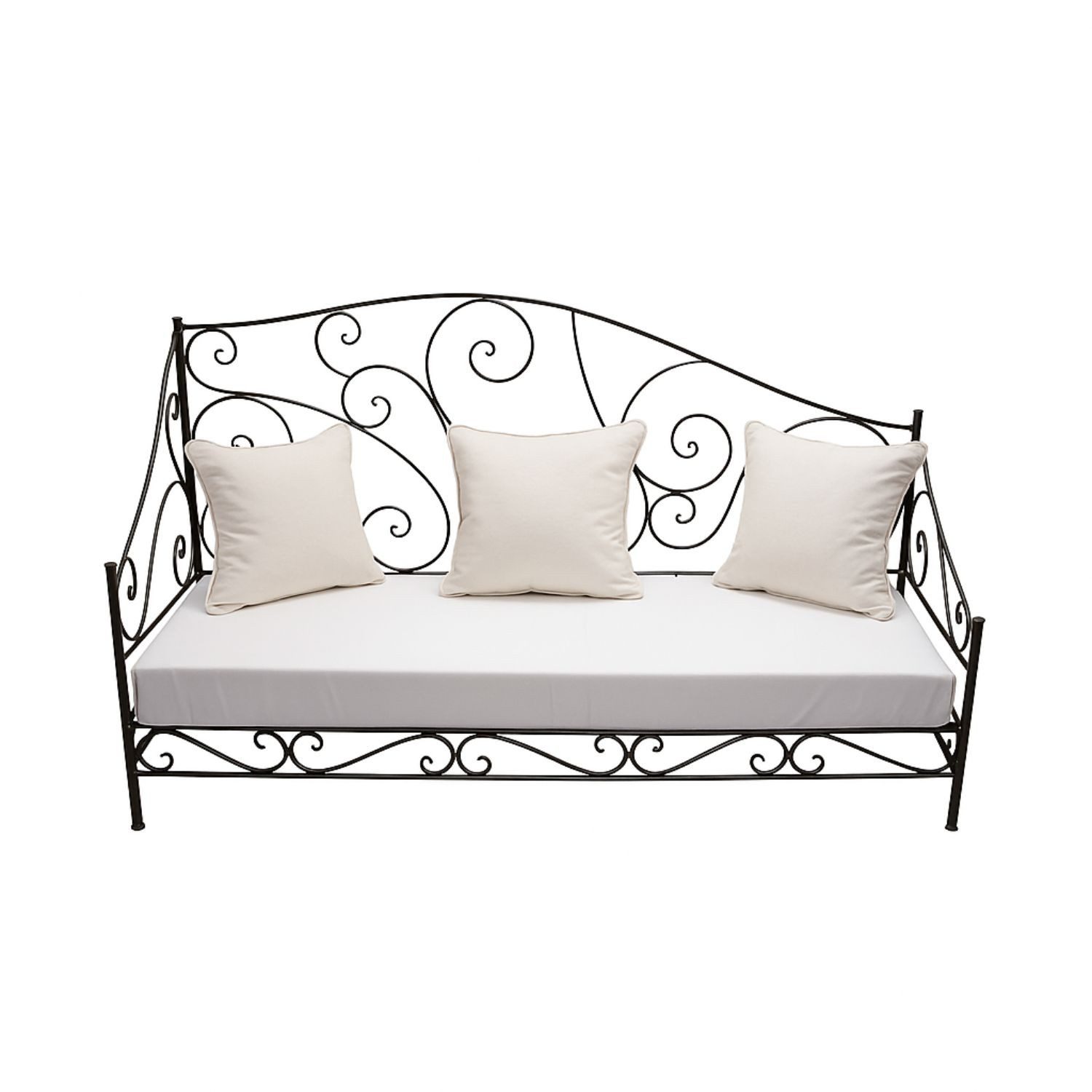 Marrakesch Orient & Mediterran Interior Gartensofa Murcia – Handgefertigtes Eisensofa mit Baumwollpolster 160x60cm