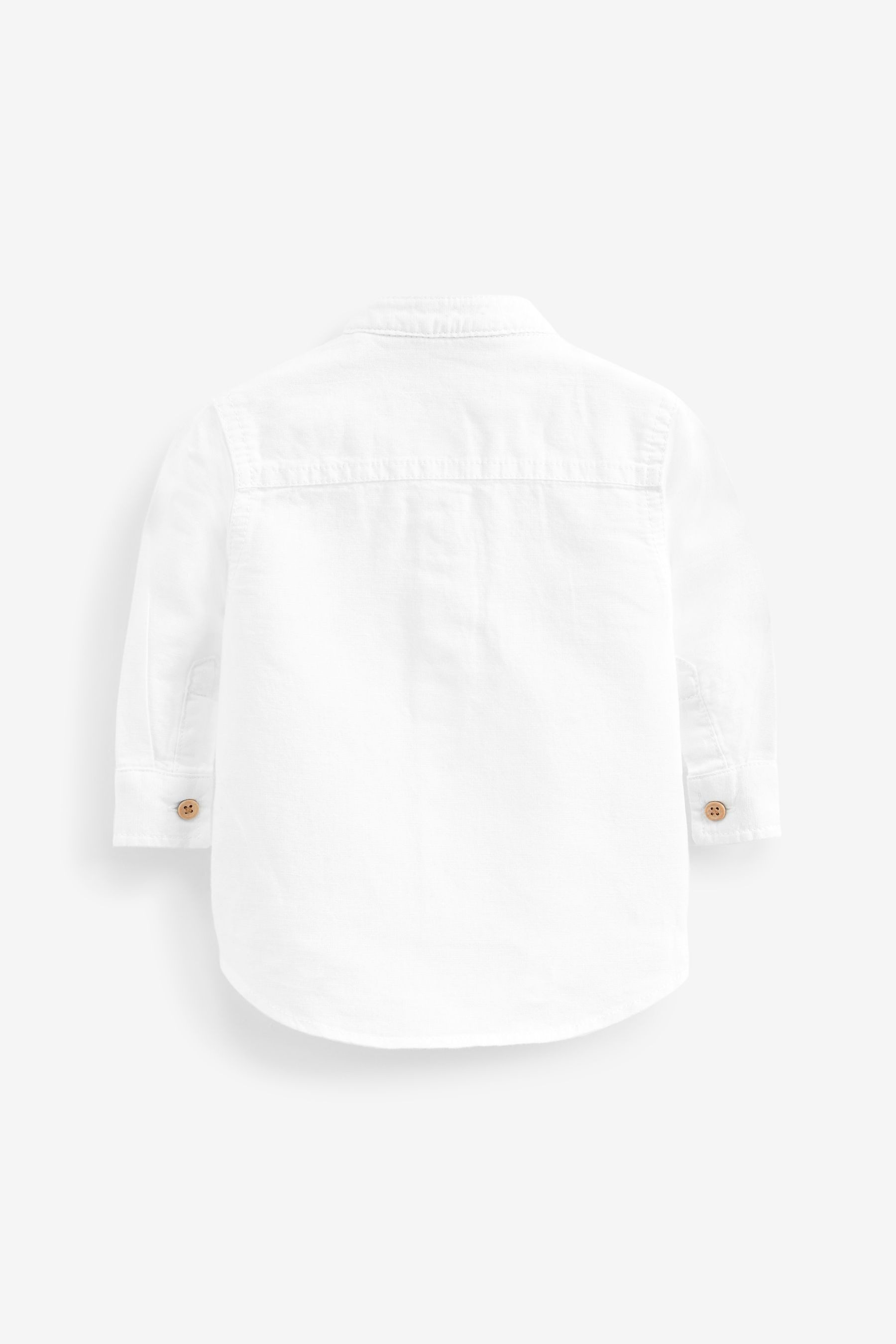 Next Jeanshemd Hemd aus Leinenmischgewebe mit Grandadkragen (1-tlg)