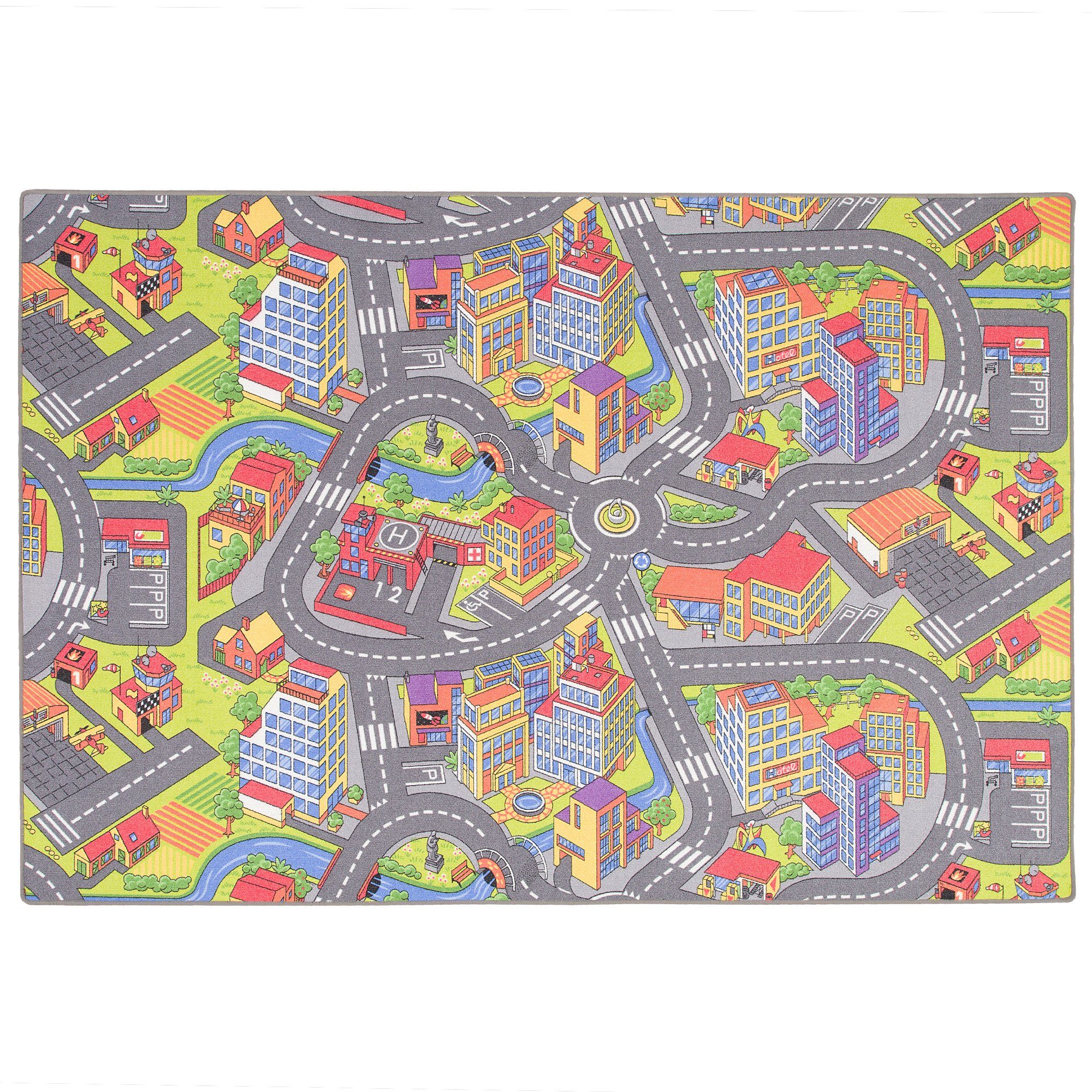 Snapstyle Kinderteppich Kinder Spiel Teppich Little Town 3D, Rechteckig, Hö günstig online kaufen