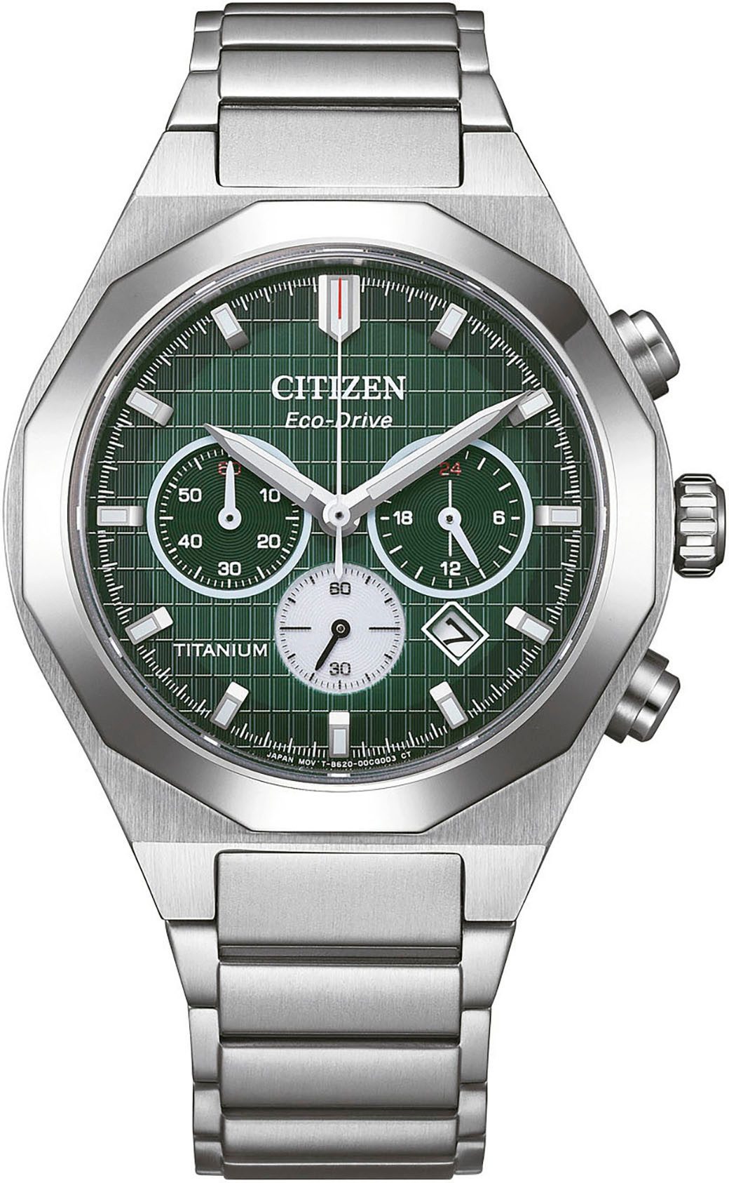 Citizen Chronograph CA4691-59X, Armbanduhr, Solar, Titan, Herrenuhr, analog, Tag, Stoppfunktion
