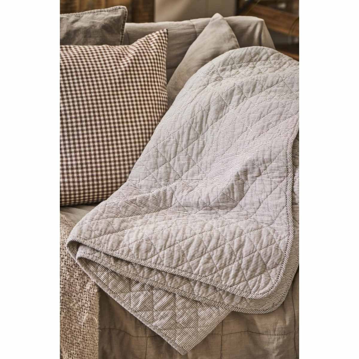 Ib Laursen Tagesdecke Quilt mit Streifen 130x180cm Decke Bettüberwurf günstig online kaufen