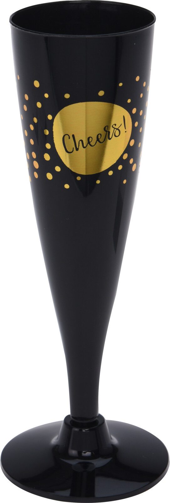 Koopman Champagnerglas Sektglas Glas Plastikglas Kunststoff Schwarz 150ml 16er Set, 16-tlg., Kunststoff, Silvester, 150ml, Partyglas, Wiederverwendbar