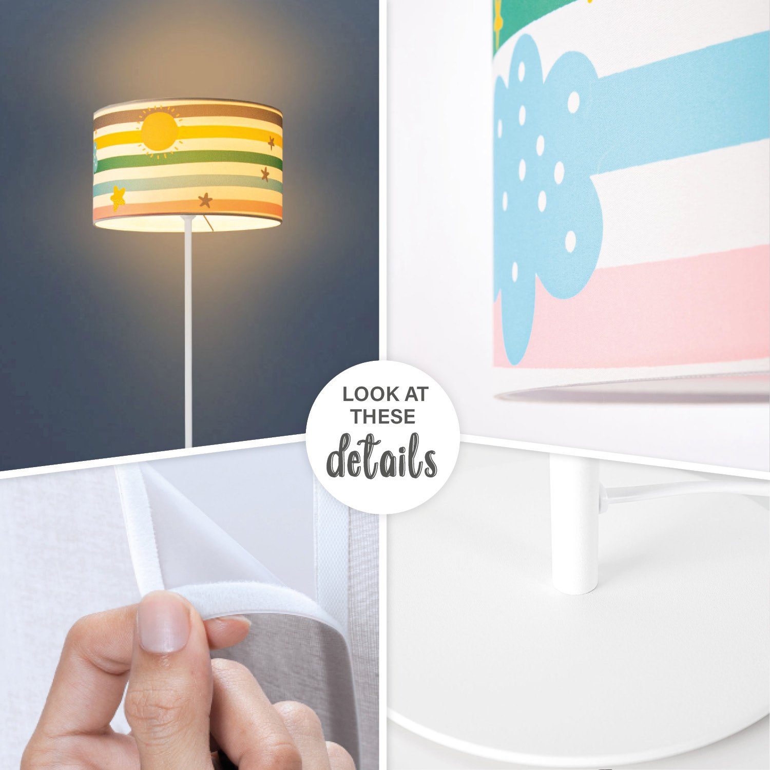 Pastell Kinderlampe Home Hell Leuchtmittel, Paco ohne Bunt Streifen E27 Tweet Kinderzimmer Regenbogen 462, Stehlampe