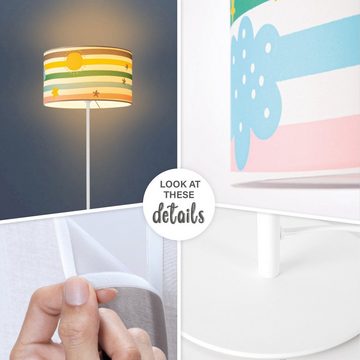 Paco Home Stehlampe Tweet 462, ohne Leuchtmittel, Kinderlampe Kinderzimmer Streifen Regenbogen Hell Bunt Pastell E27