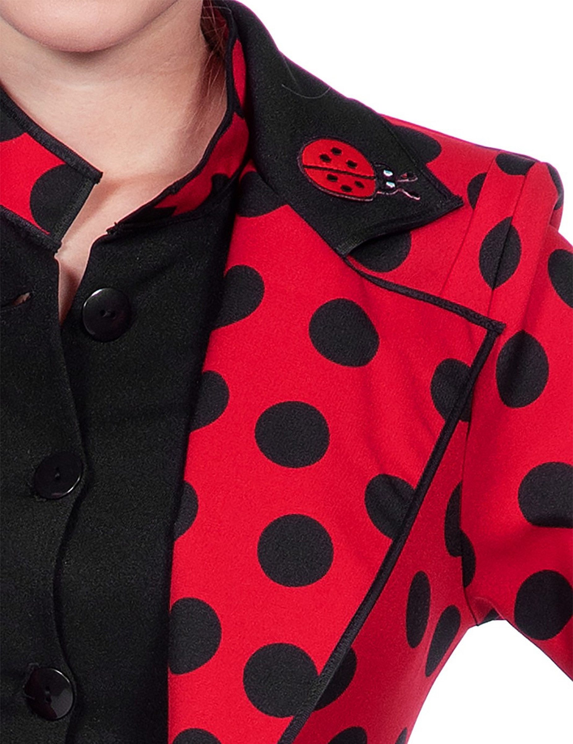 Wilbers Kostüm Jacke für Damen mit Fledermausärmeln und Schleife Schwarz Rot