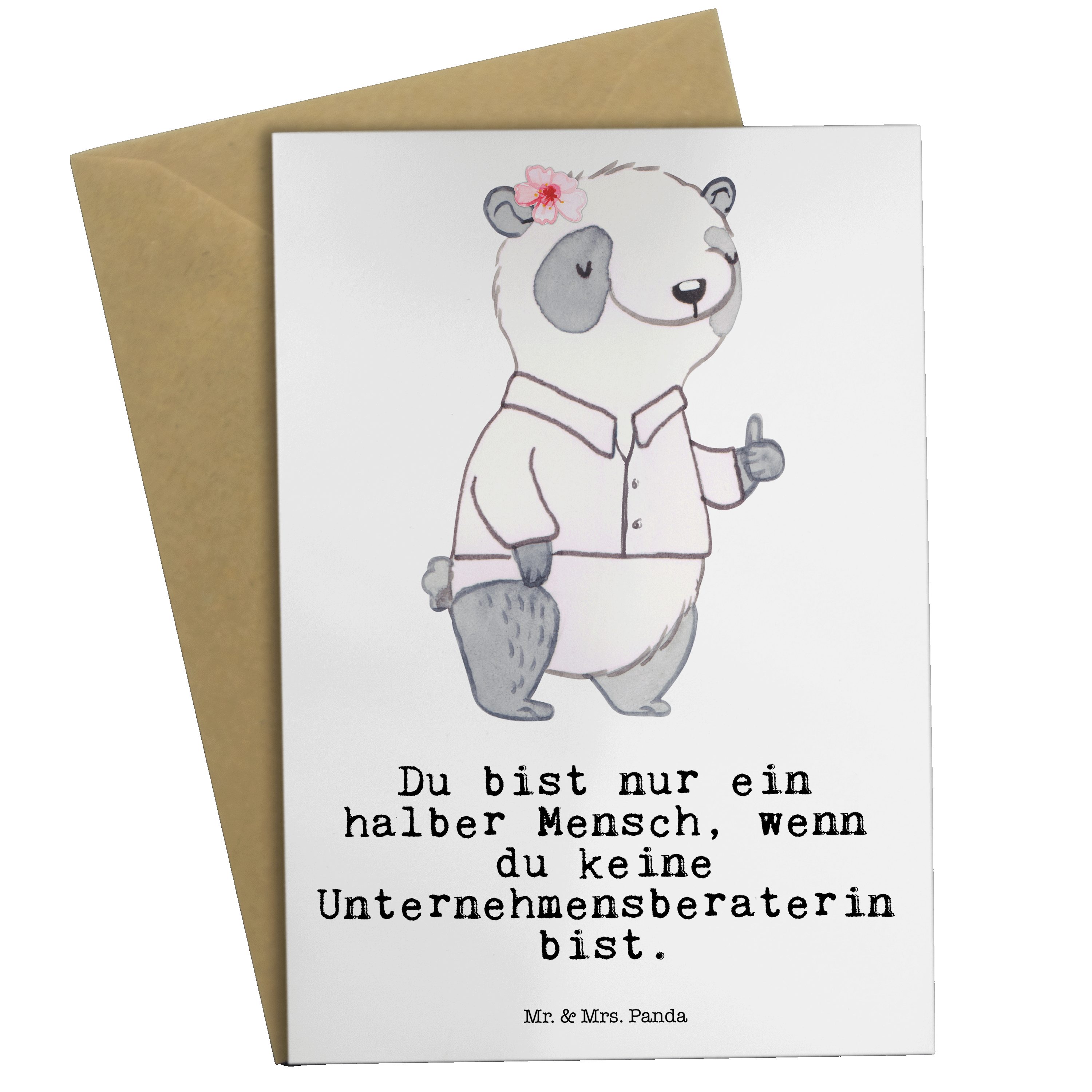 Mr. & Mrs. Panda Grußkarte Unternehmensberaterin mit Herz - Weiß - Geschenk, Geburtstagskarte, H