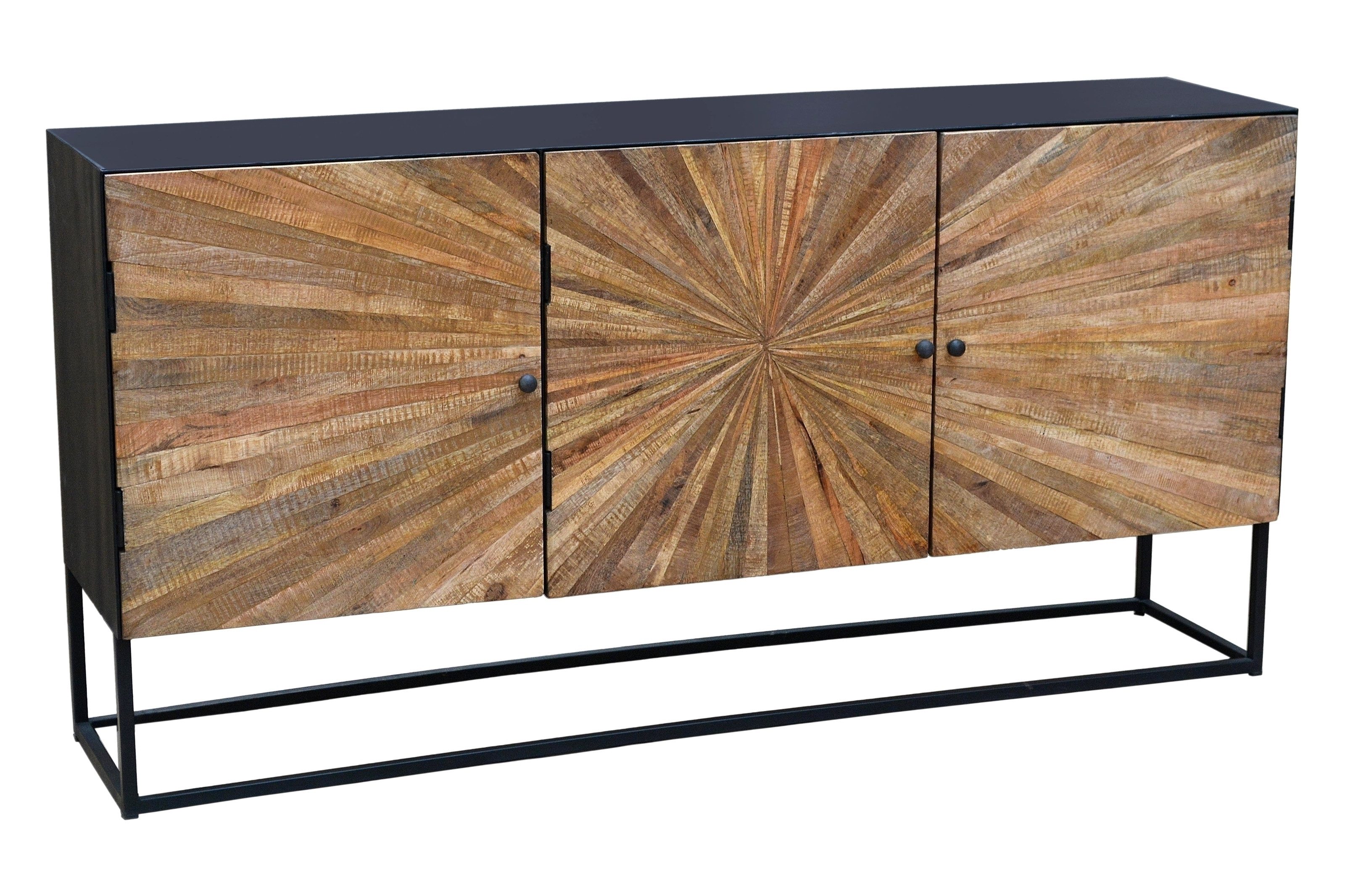 freiraum Sideboard Madira, in Schwarz, Mangoholz/Metall - 180x90x40cm (BxHxT)