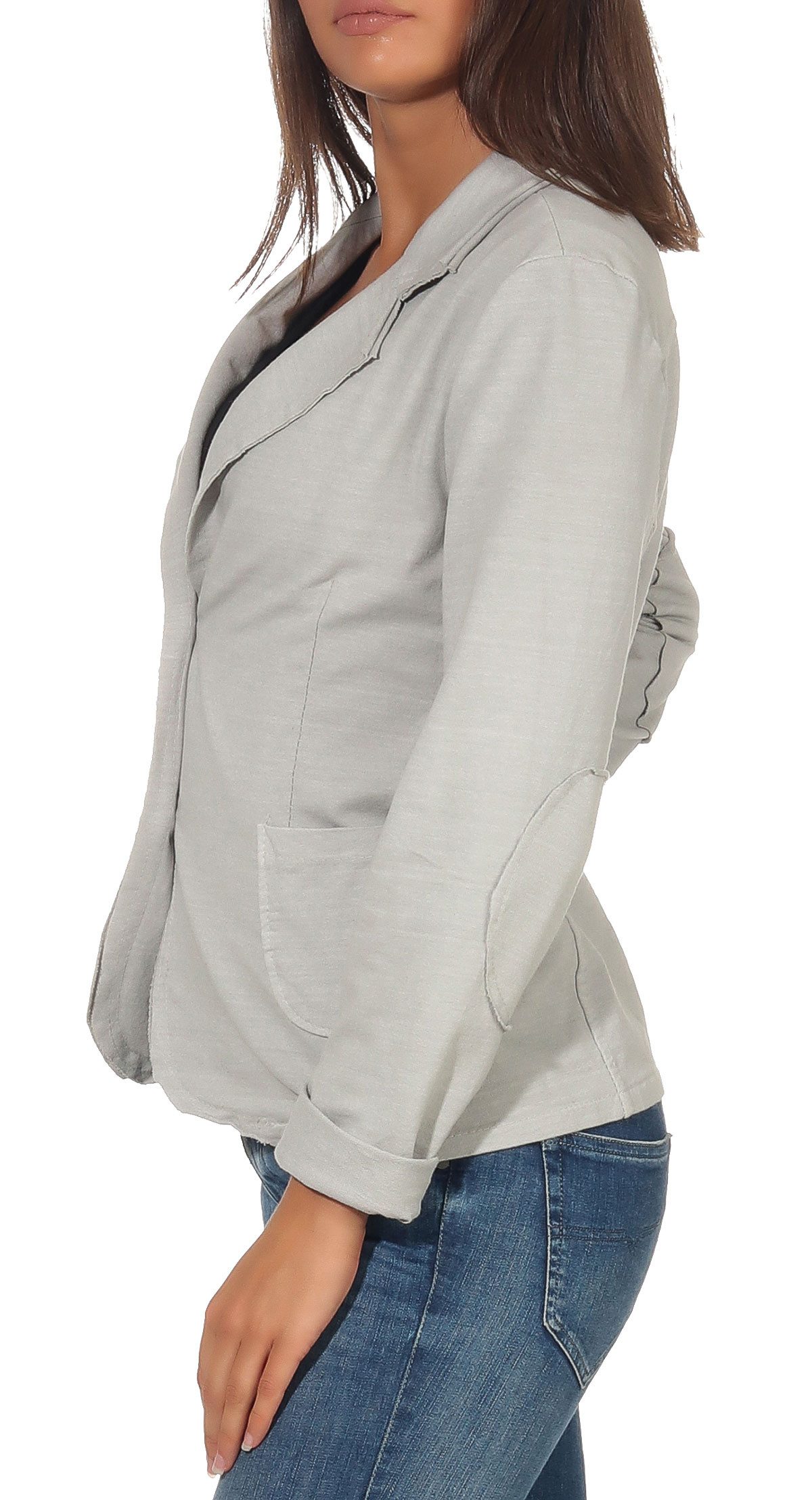 malito more than fashion Jackenblazer malito Damen Blazer klassisch, Sakko im Basic Look, Kurzjacke mit Sweat Blazer Jacke in Used Look Optik