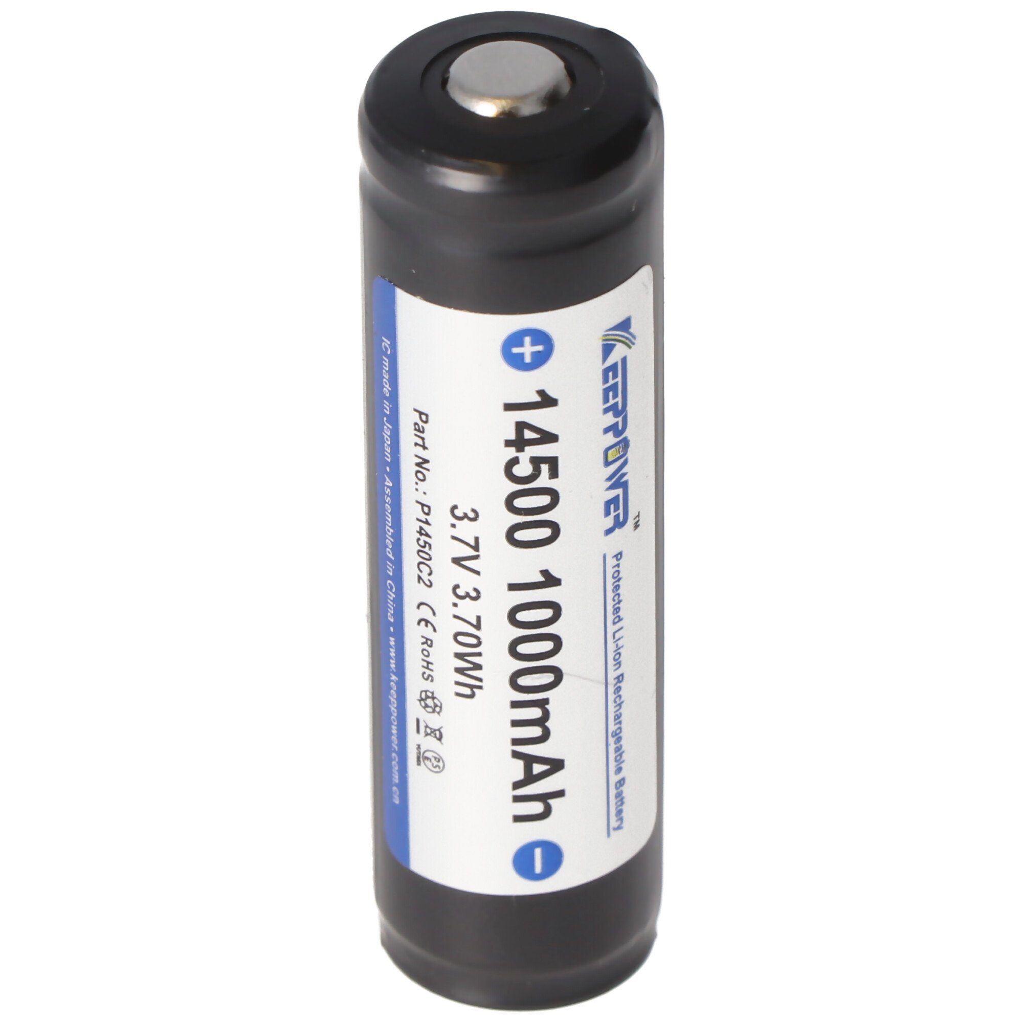 Keeppower Keeppower 14500 1000mAh, 3,7V Li-Ion-Akku Abmessungen 52x14,3mm gesch Akku 840 mAh (3,7 V)