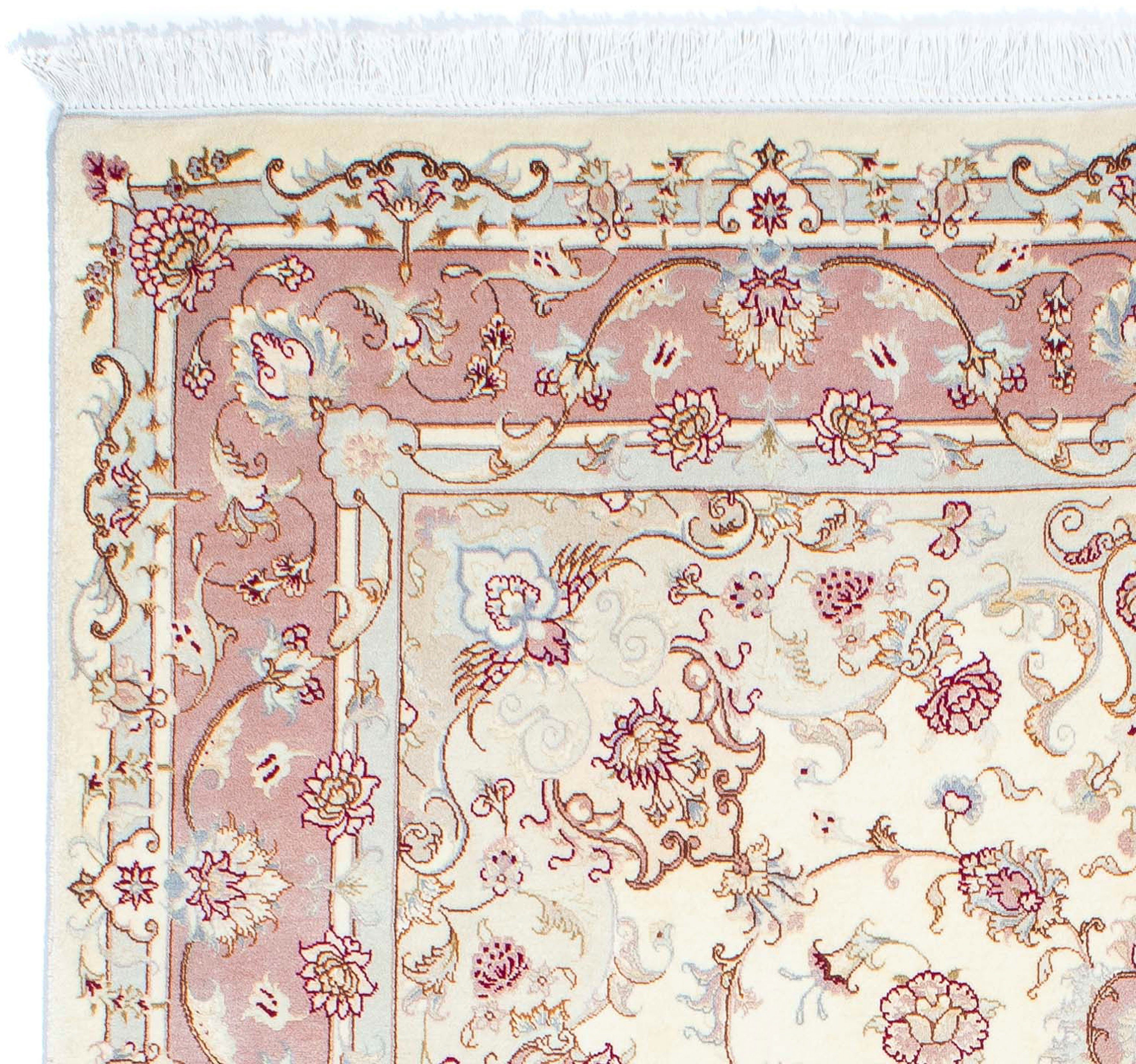 Orientteppich Perser - Täbriz - 246 beige, mm, cm mit Höhe: Einzelstück Zertifikat 7 morgenland, Handgeknüpft, 167 Wohnzimmer, - Royal - rechteckig, x