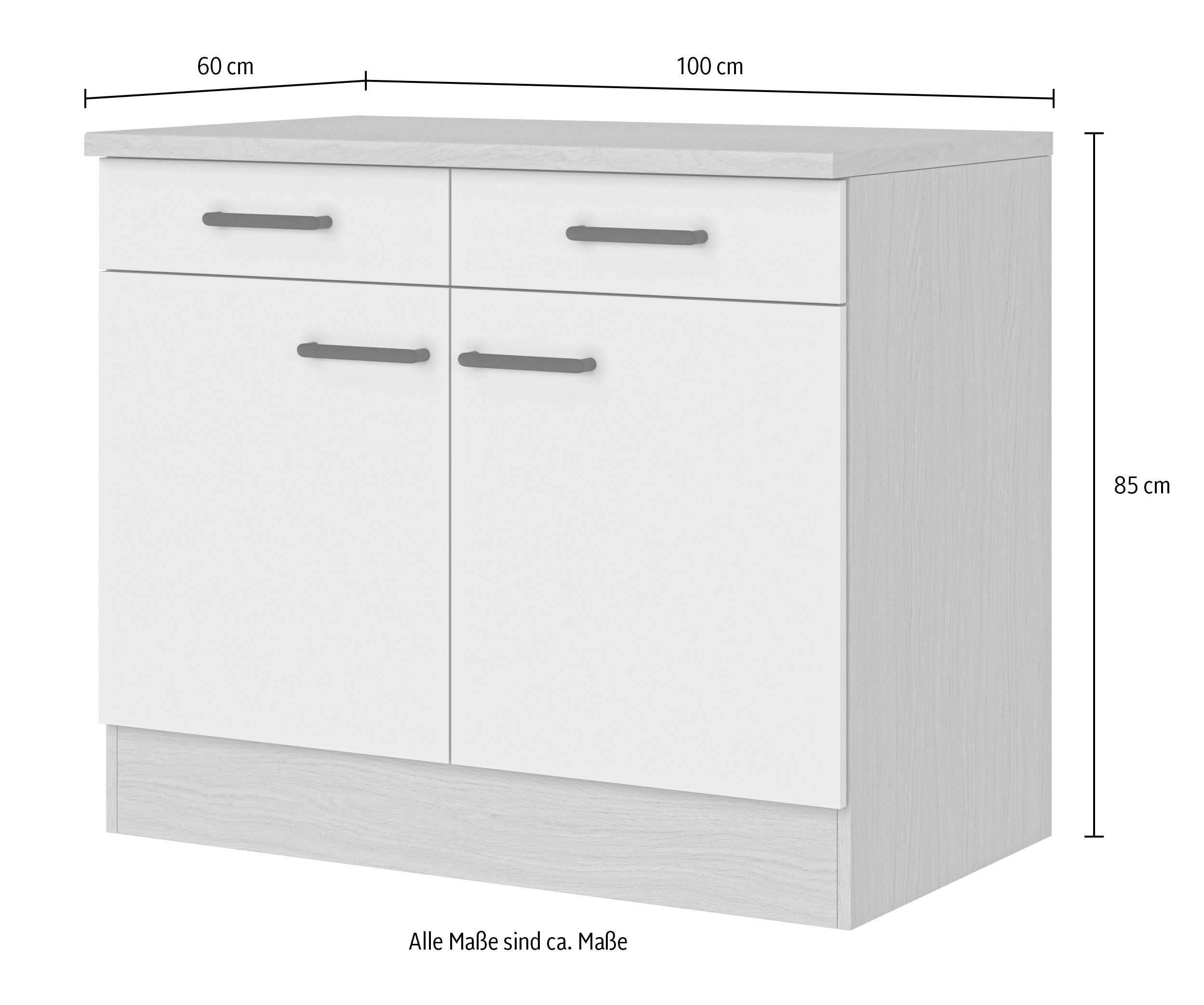 Flex-Well Unterschrank Creso (1-St) mit Einlegeboden, Arbeitsplatte und Metallgriffe – Bild 4 von 4