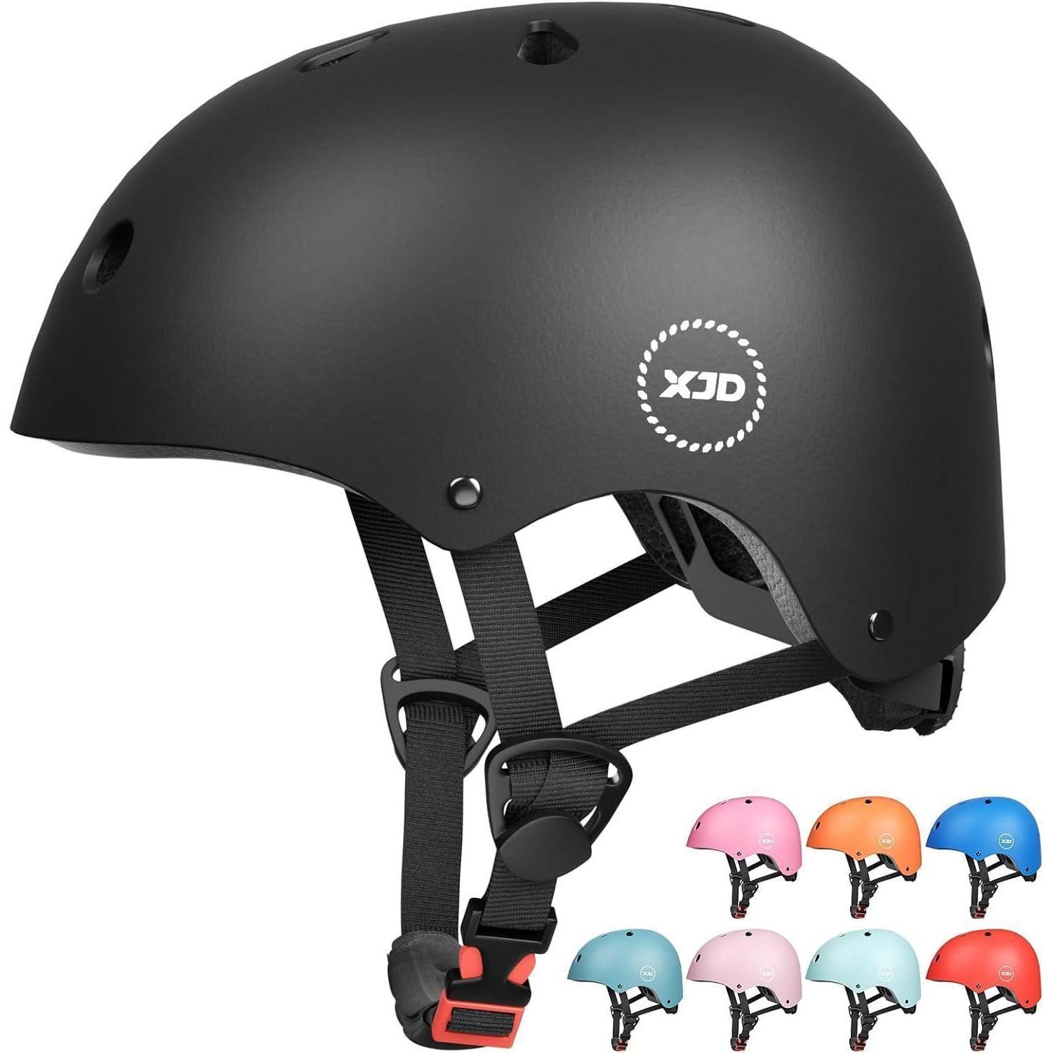 Kinderfahrradhelm Kinder Jugend Fahrradhelm Multisport CE-zertifiziert Schwarz 55-57 cm