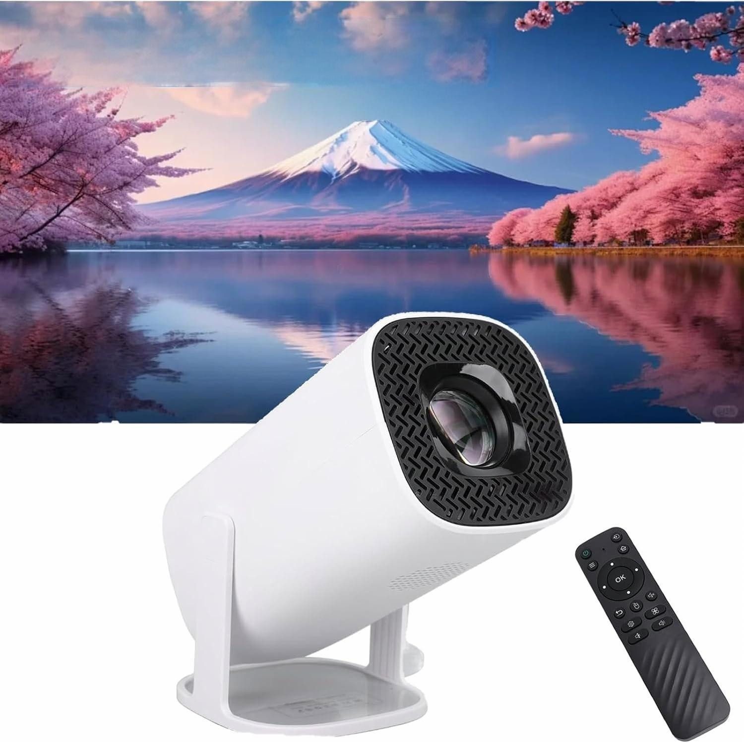 AIBISTAR Tragbarer Projektor Mini-Beamer WiFi&BT 180° drehbar Android Beamer Mini-Beamer (8000 lm, 8000:1, Android 11 Wifi6 4K 1080p unterstützt)