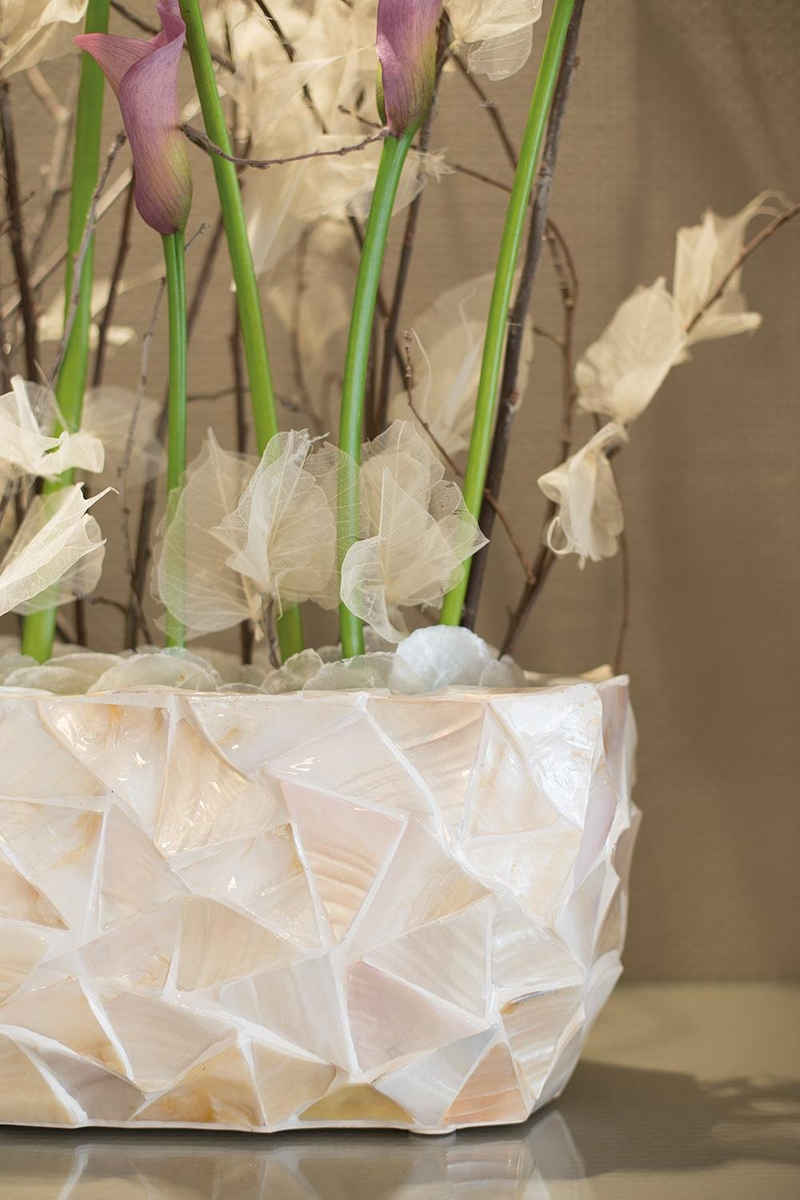 fleur ami Pflanzkübel Muschel Tischgefäß, 60x15/18 cm, perlmutt weiß