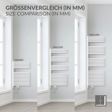 LuxeBath Elektrischer Badheizkörper Designheizkörper Handtuchheizkörper Handtuchtrockner, Weiß 500x1600mm mit Montage-Set