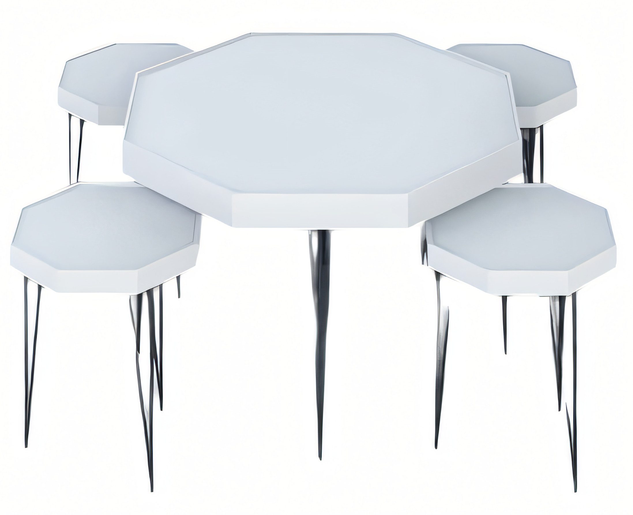 JVmoebel Couchtisch Weiße Holz Couchtisch mit modernem Design und Приліжкові тумбочкиn Set (MaßeCouchtisch, Maße4x Приліжкові тумбочки), Made in Europe