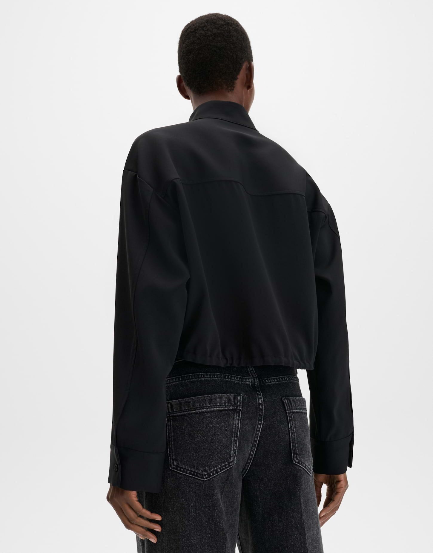 someday Hemdbluse Zerci aus glatter Webware Verkürzte O-Silhouette mit Stehkragen und Ballonsaum – Bild 3 von 5