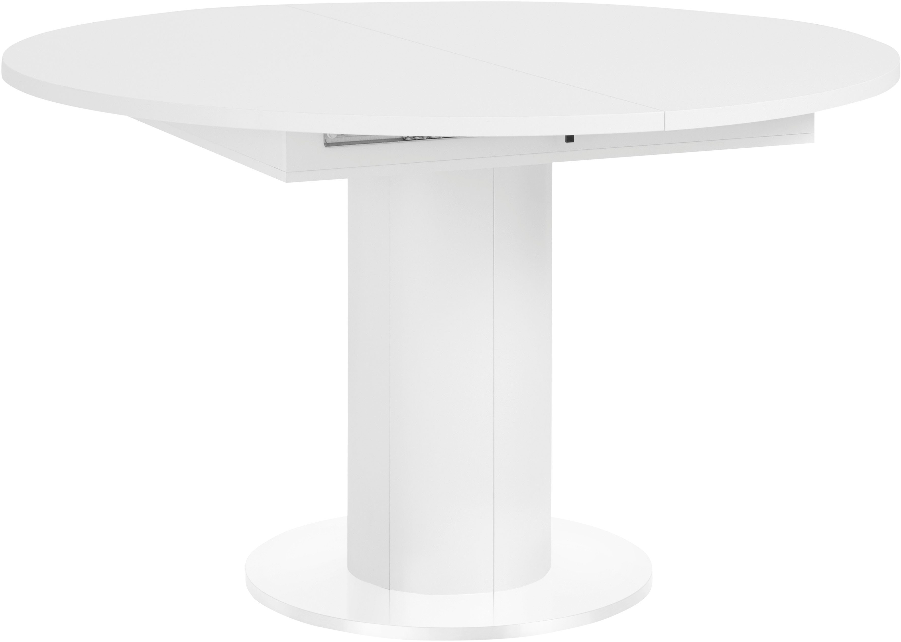Mäusbacher Esstisch, rund, Untergestell Säule Tischplatte: Weiß matt lack