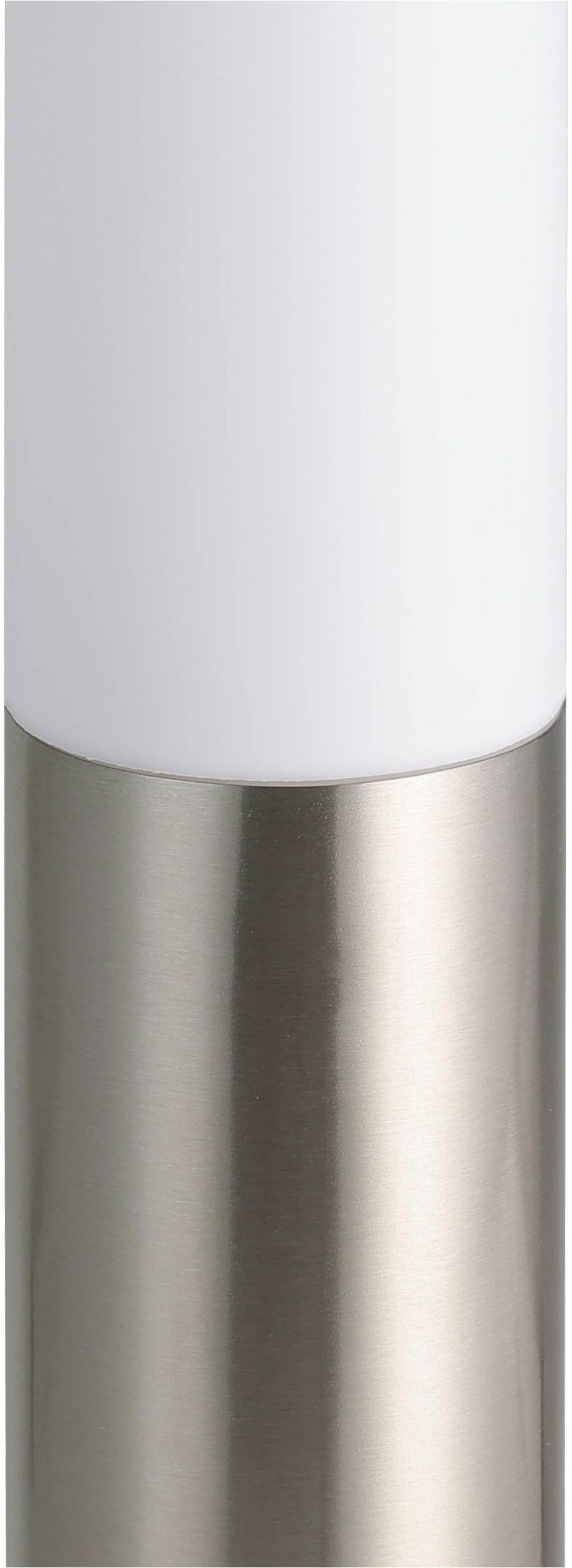 EGLO Stehlampe Helsinki Stehlampe, Außenleuchte, silber, weiß, E27, IP44, Lampe, ohne Leuchtmittel, Stehleuchte - H45 x Ø7,5 cm - edelstahl - 1X12W exkl.