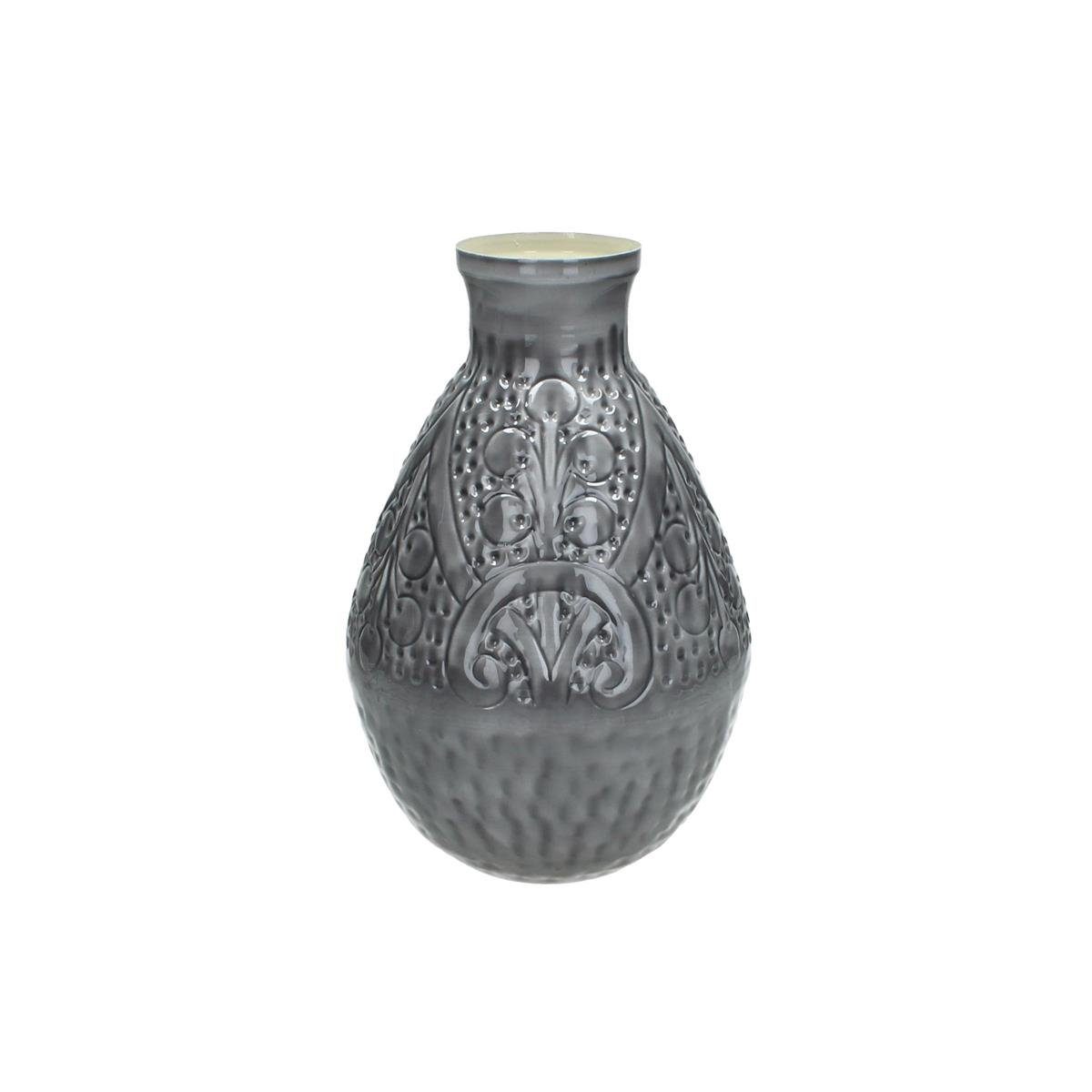 Engelnburg Dekovase Engelnburg Hochwertiger Vase Metall Grau 20x20x31cm (kein Set, 1er Set)