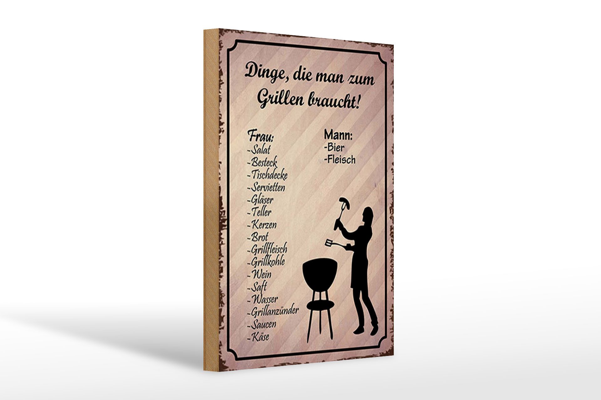 Femer GmbH Holzbild Spruch 20x30cm Dingen die zum Grillen braucht