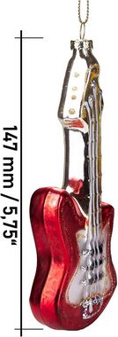 BRUBAKER Christbaumschmuck Baumkugel Set Musik Instrumente (4-tlg), Gitarre Akkordeon Trompete Mikrofon - Handbemalte Weihnachtskugeln Musikinstrumente - Christbaumschmuck aus Glas - Baumschmuck Lustig für Sänger und Musiker