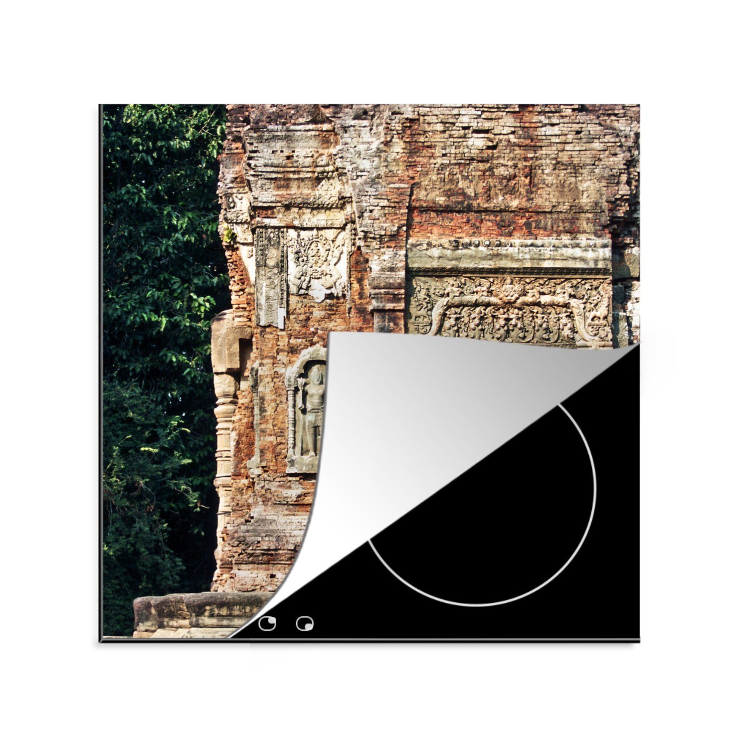 MuchoWow Herdblende-/Abdeckplatte Kambodscha - Tempel - Dekoration, Vinyl, (1 tlg), 78x78 cm, Ceranfeldabdeckung, Arbeitsplatte für küche | Herdabdeckplatten
