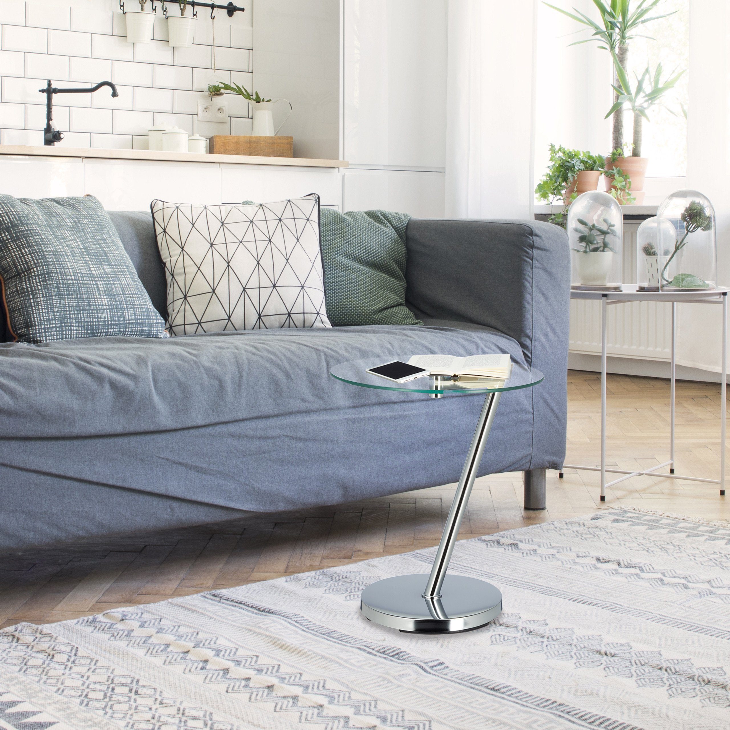 relaxdays Beistelltisch Kaffeetisch Glas und Metall günstig online kaufen