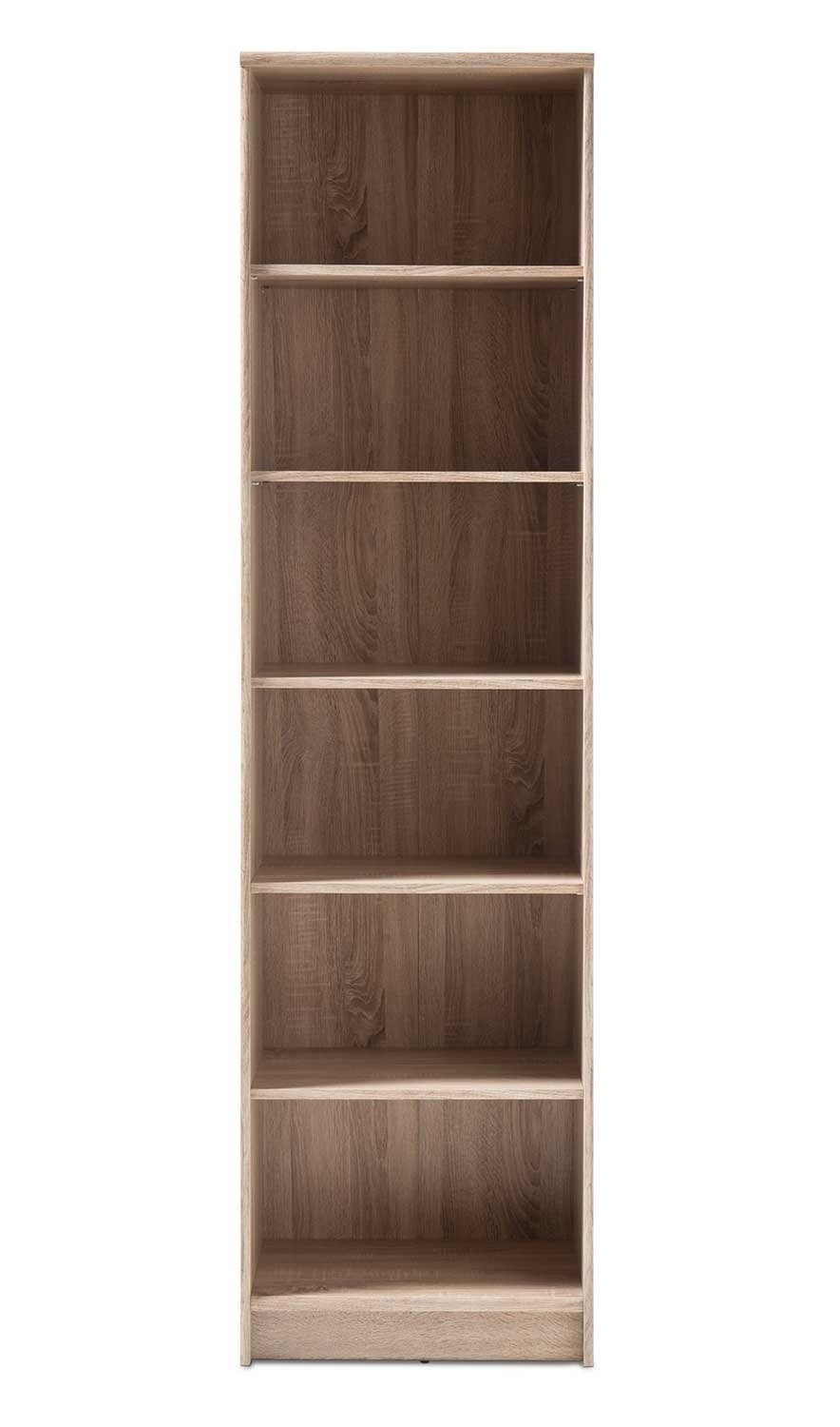 Bücherregal OPTIMUS, Eiche Sonoma Dekor, 6 Fächer, 4 höhenverstellbare Einlegeböden, B 54 x H 198 x T 34 cm | Bücherschränke