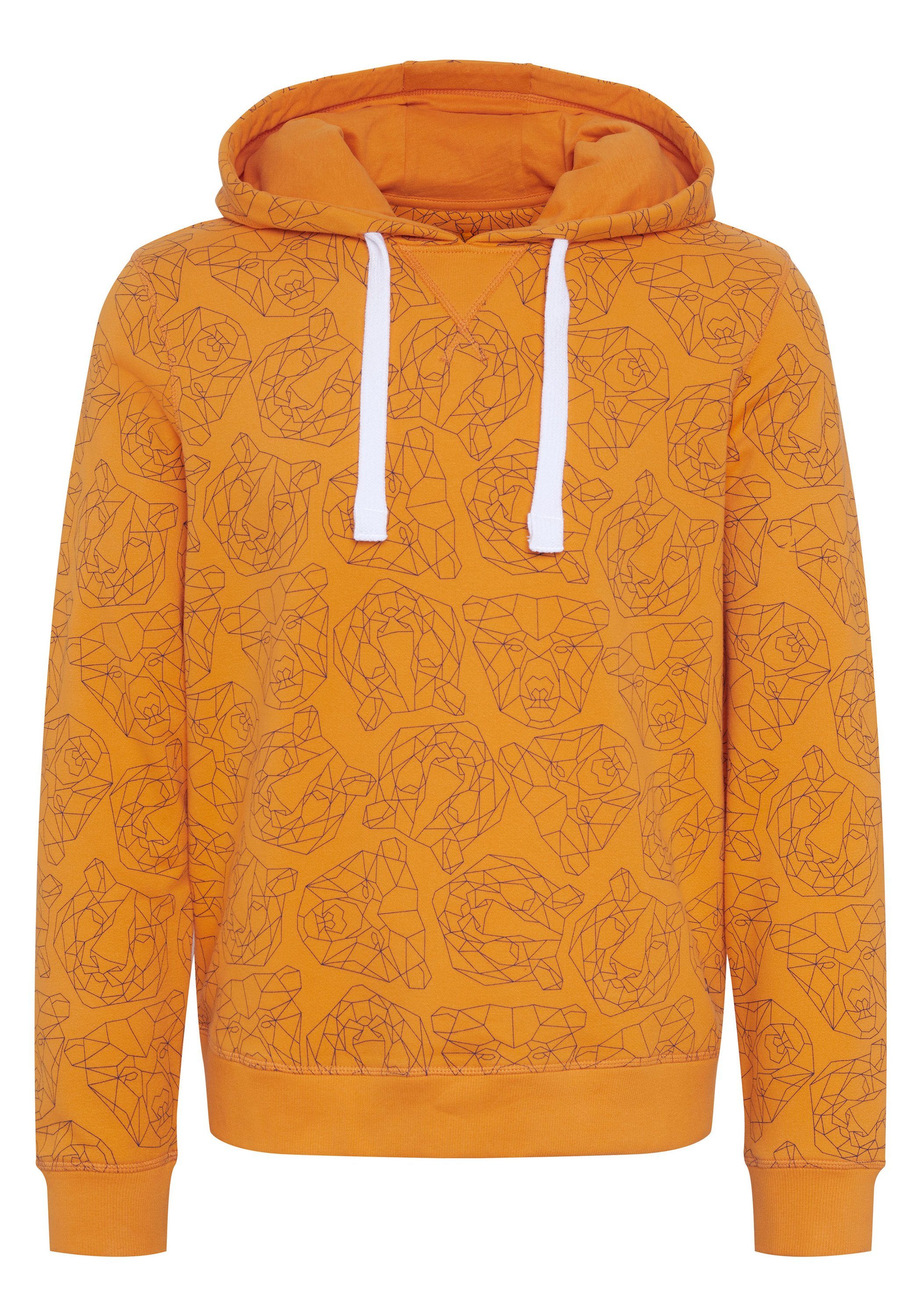 OKLAHOMA PREMIUM DENIM interpretierten Yellow/Dark Blue Animal-Design im Kapuzensweatshirt 2048 grafisch