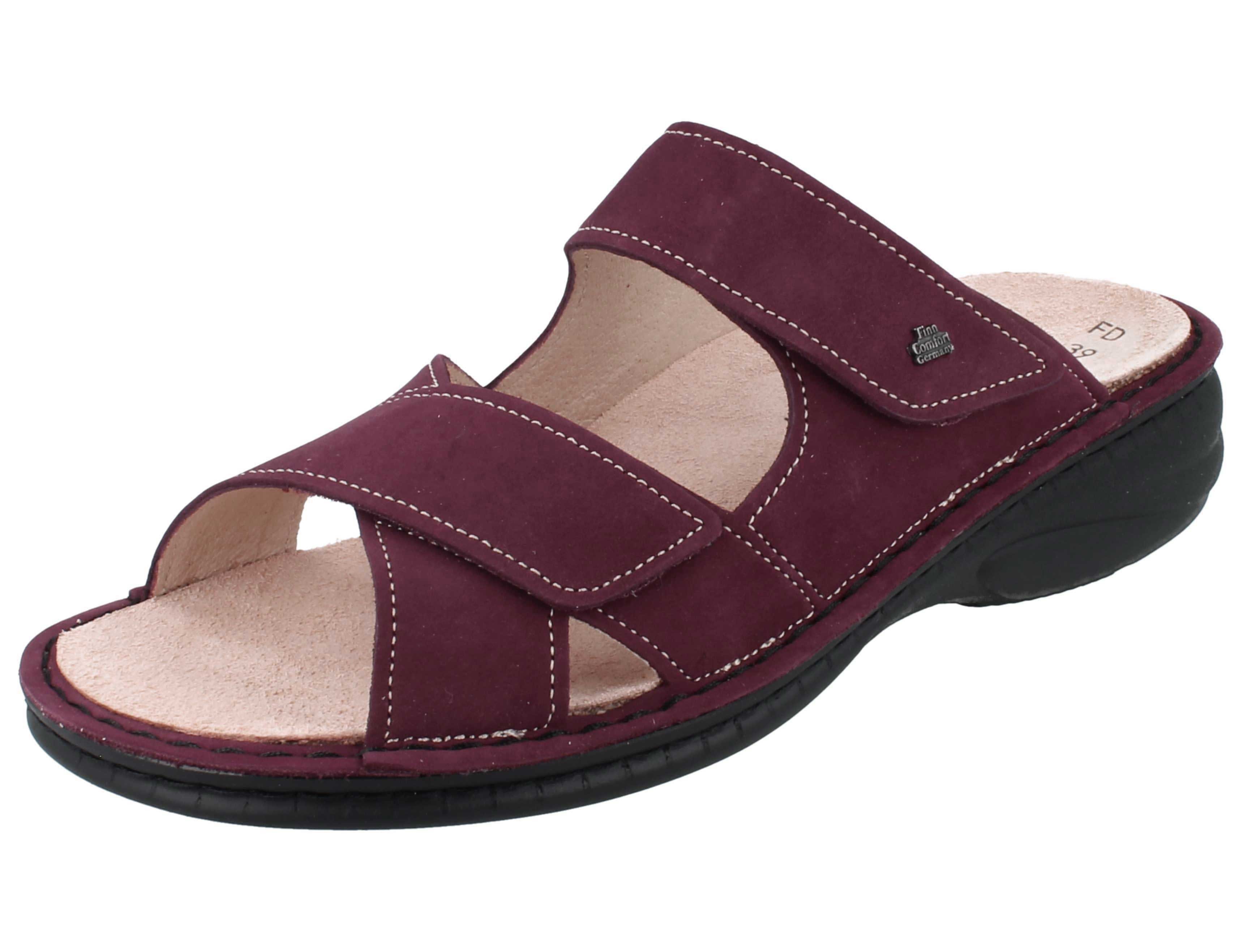Finn Comfort FINN COMFORT Melrose Damen Pantoletten beerenfarben Nubukleder - Pantolette Wechselfußbett