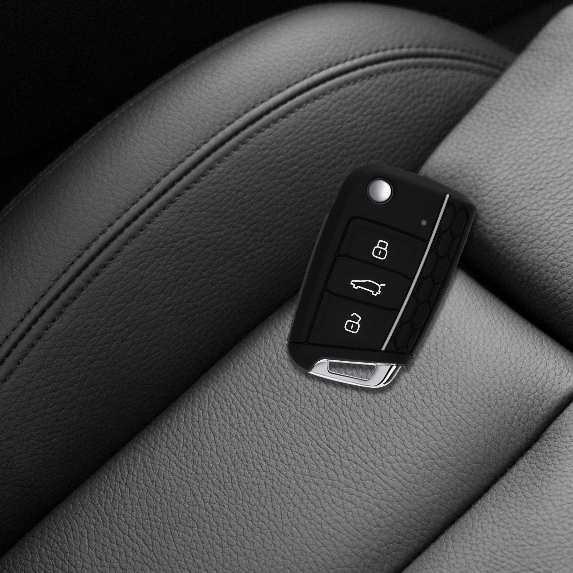 Cover kwmobile Schlüsseltasche Golf 7 Case für VW MK7, Schlüsselhülle Schwarz-Grau Silikon Hülle Autoschlüssel Schlüssel