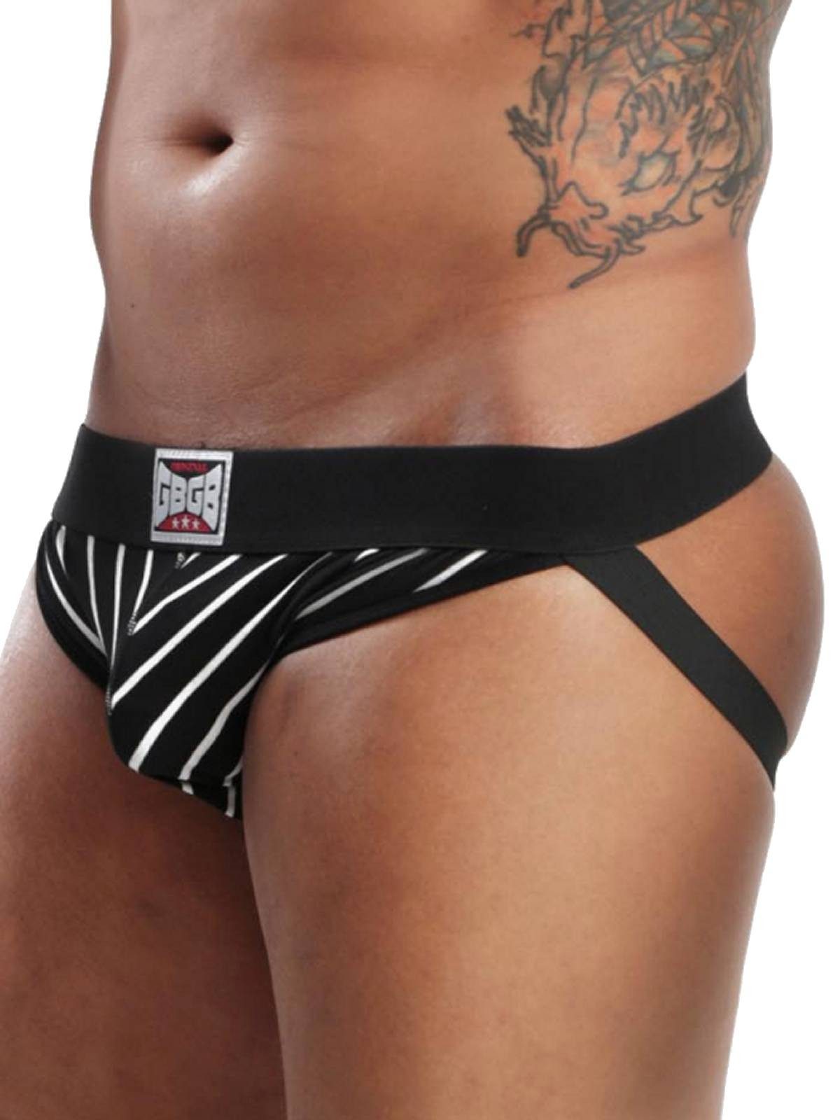 String GBGB Alexander Jockstrap Underwear Black/White