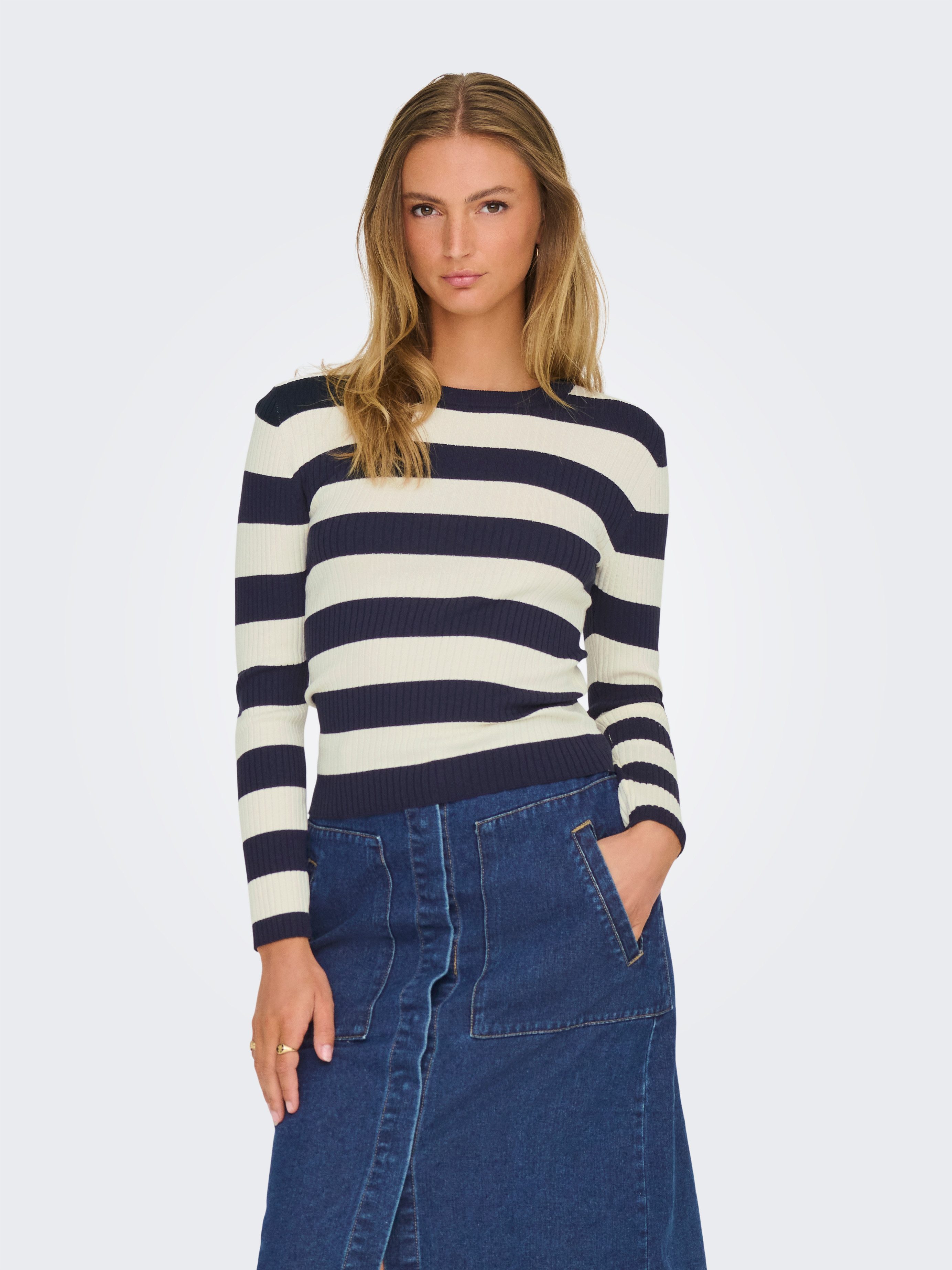 JDY Rundhalspullover JDYPLUM L/S O-NECK PULLOVER KNT NOOS