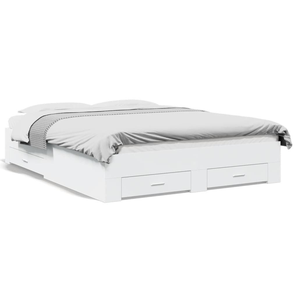furnicato Bettgestell mit Schubladen Weiß 160x200 cm Holzwerkstoff (1-tlg) günstig online kaufen