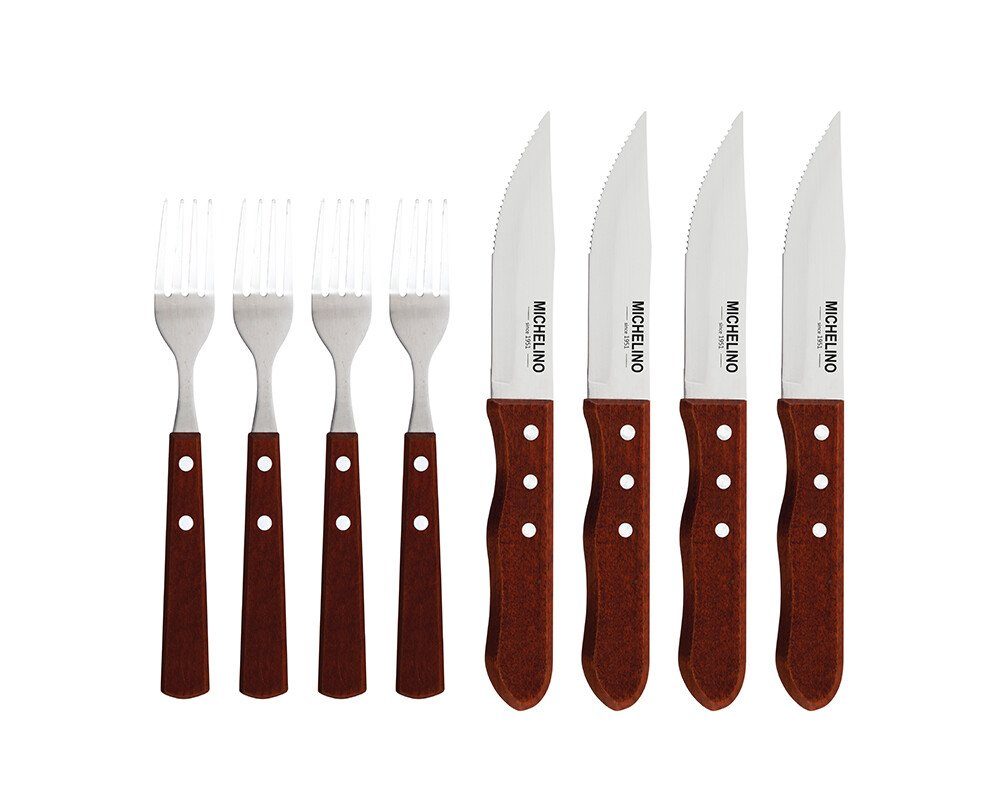 Michelino Steakbesteck 8-tlg. Jumbo Steakbesteck Set Besteckset Gabel Messer für 4 Personen (8-tlg)