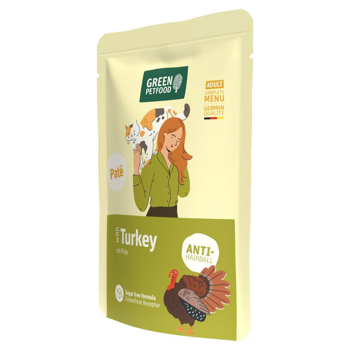Green Petfood Paté Turkey 85 g - 8 Stück, Nassfutter für: Katze
