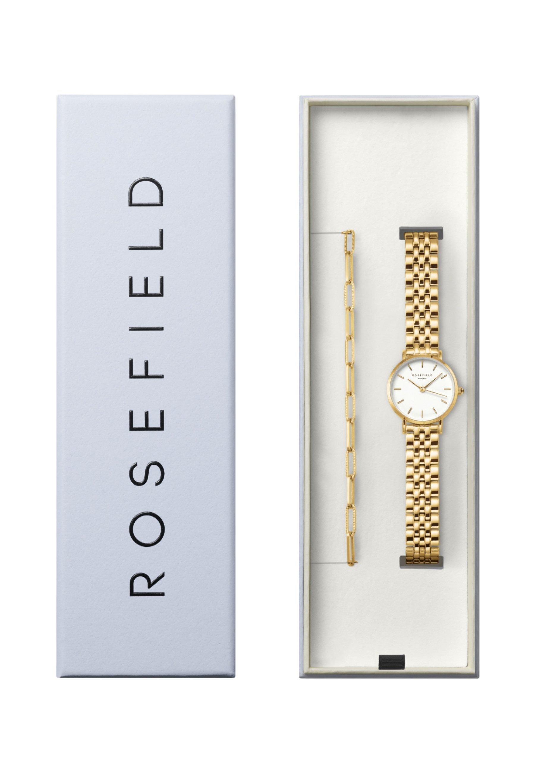 ROSEFIELD Quarzuhr ROSEFIELD Small Edit + Gliederkette Geschenkset für Damen